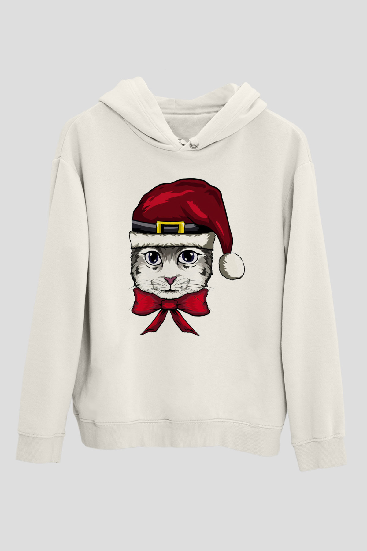 Yılbaşı Beyaz Unisex Kapüşonlu Sweatshirt