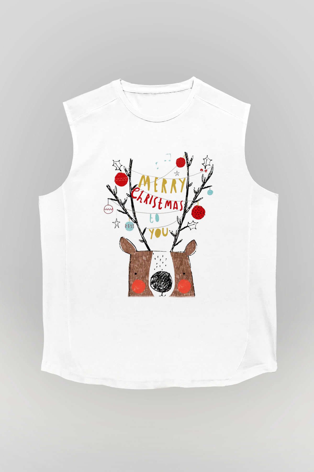 Yılbaşı Beyaz Unisex Kolsuz Tişört