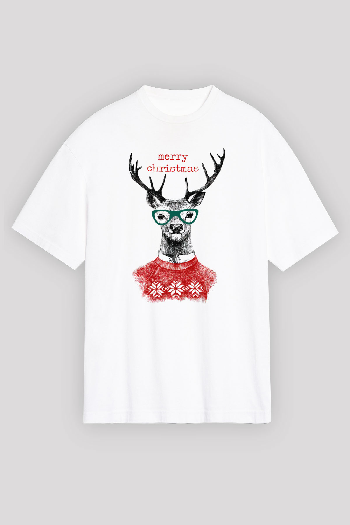 Yılbaşı Beyaz Unisex Oversize Tişört T-Shirt
