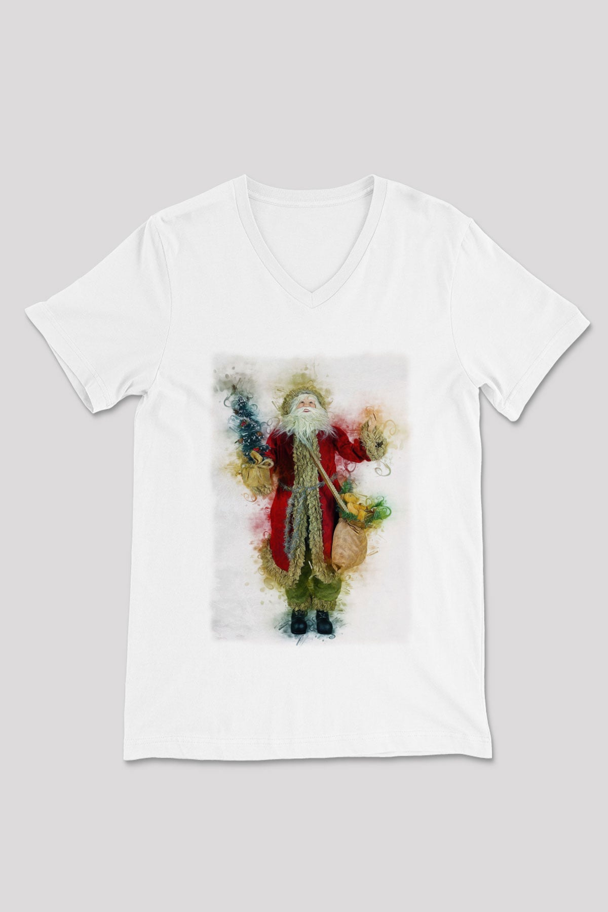 Yılbaşı Beyaz Unisex V Yaka Tişört