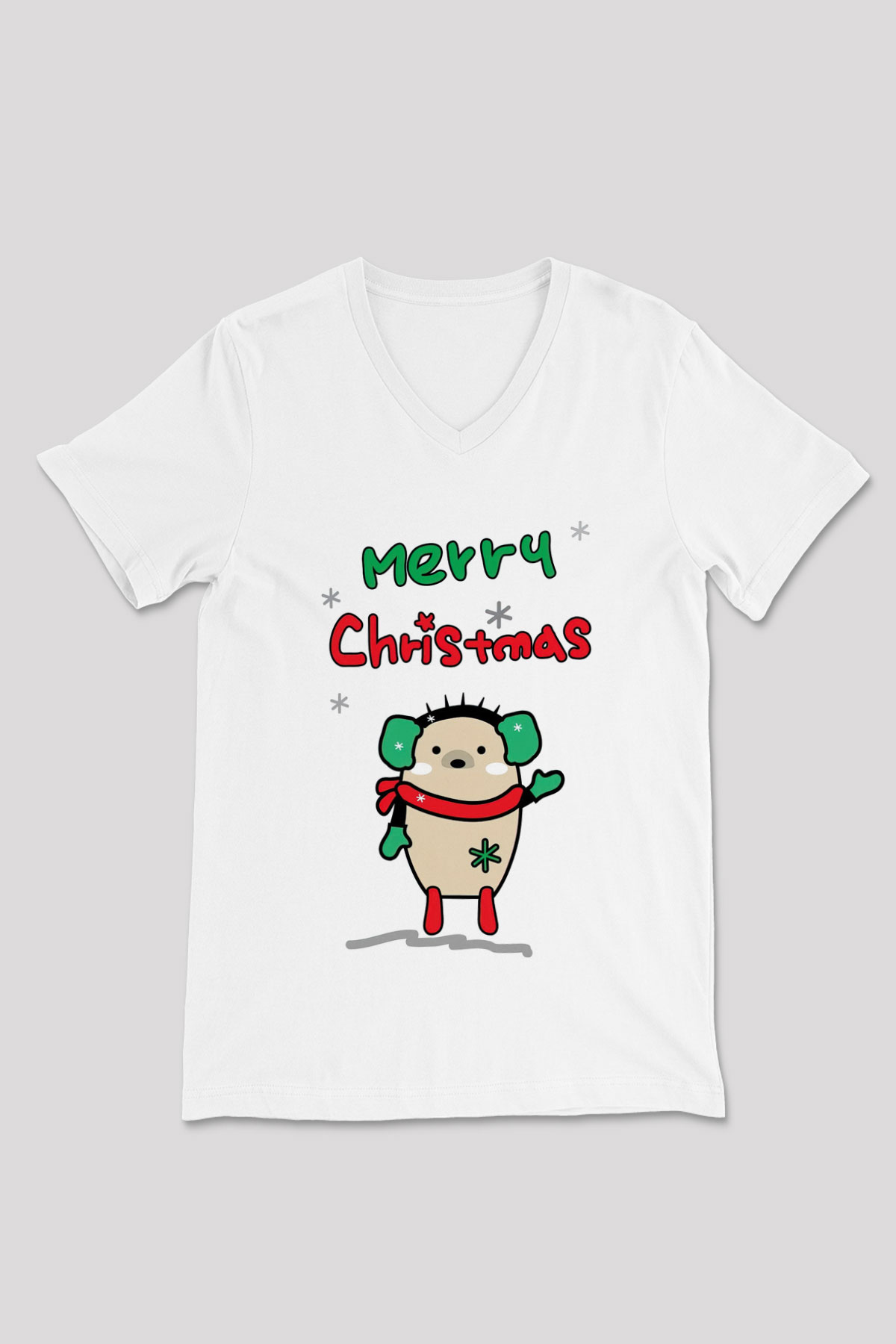 Yılbaşı Beyaz Unisex V Yaka Tişört