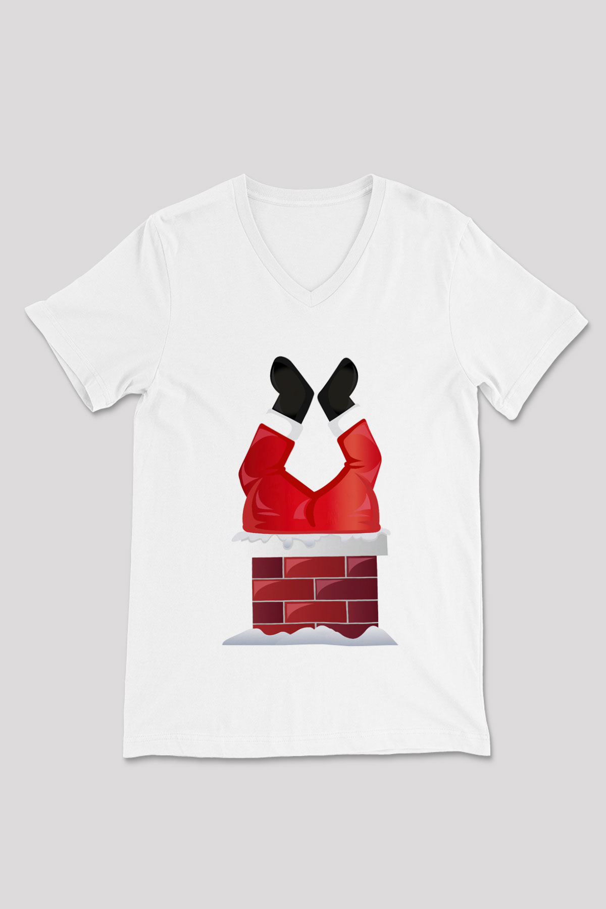 Yılbaşı Beyaz Unisex V Yaka Tişört T-Shirt