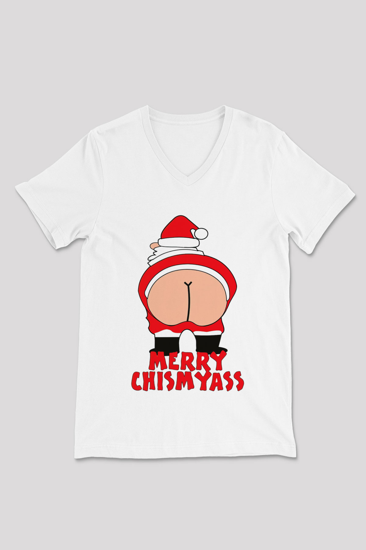 Yılbaşı Beyaz Unisex V Yaka Tişört T-Shirt