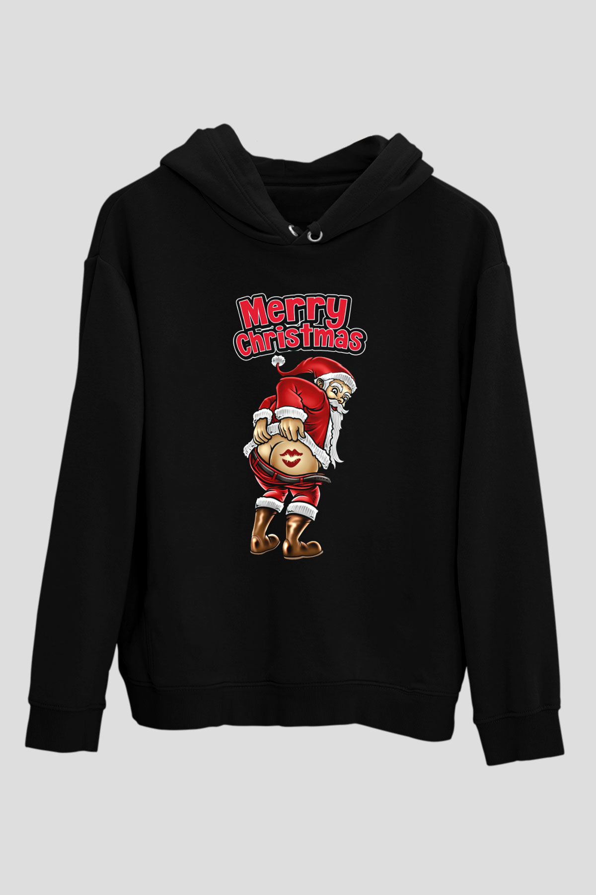 Yılbaşı Siyah Unisex Kapüşonlu Sweatshirt