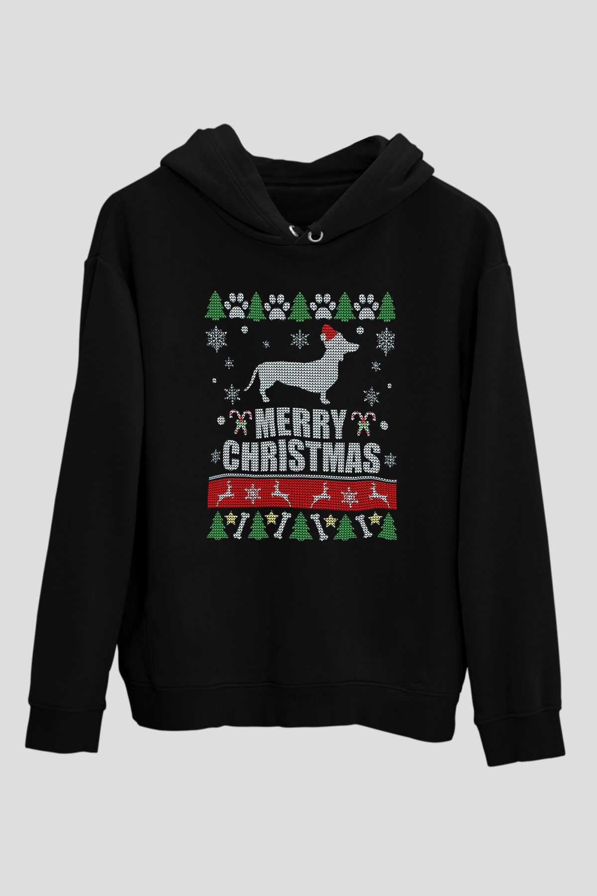 Yılbaşı Siyah Unisex Kapüşonlu Sweatshirt