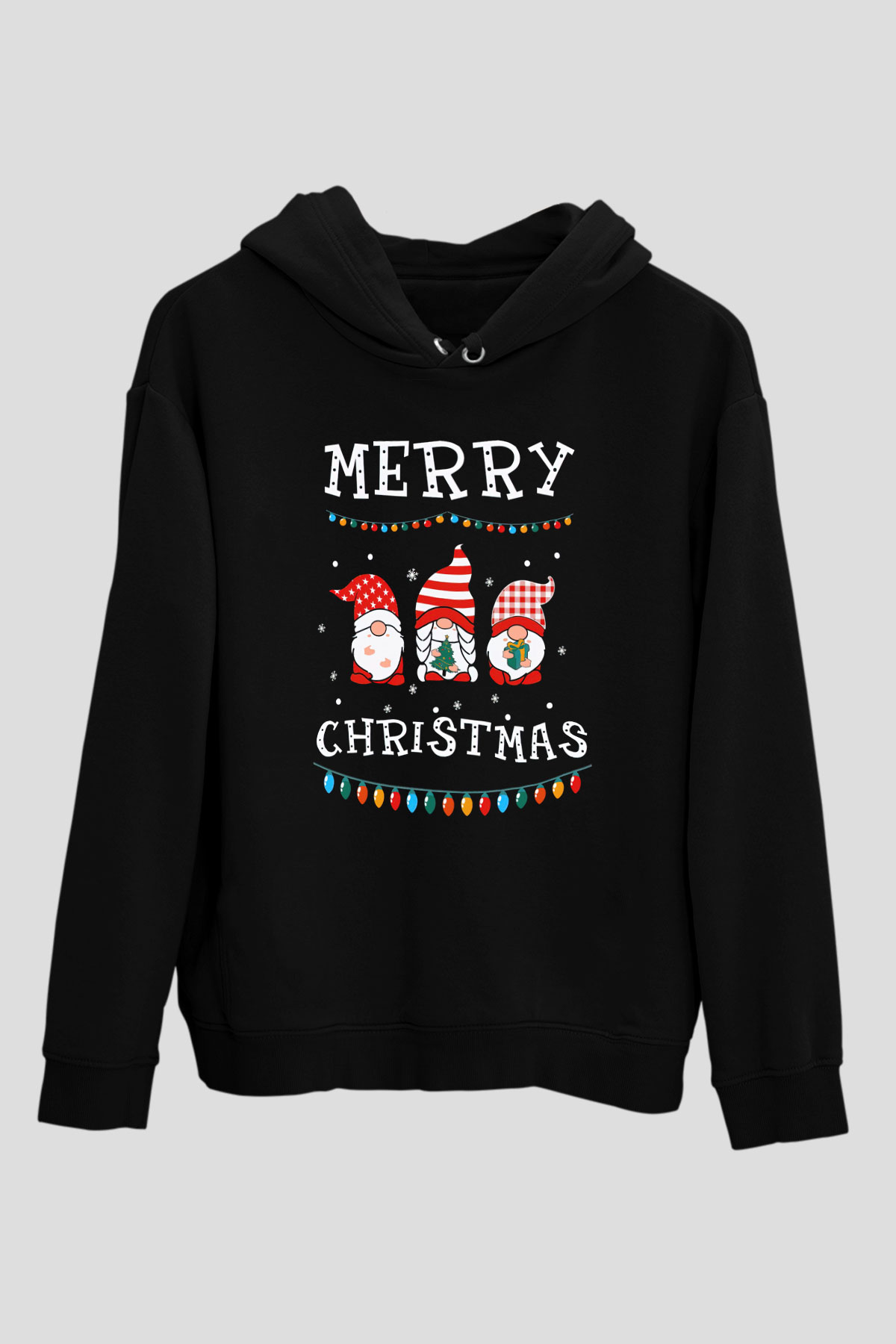 Yılbaşı Siyah Unisex Kapüşonlu Sweatshirt