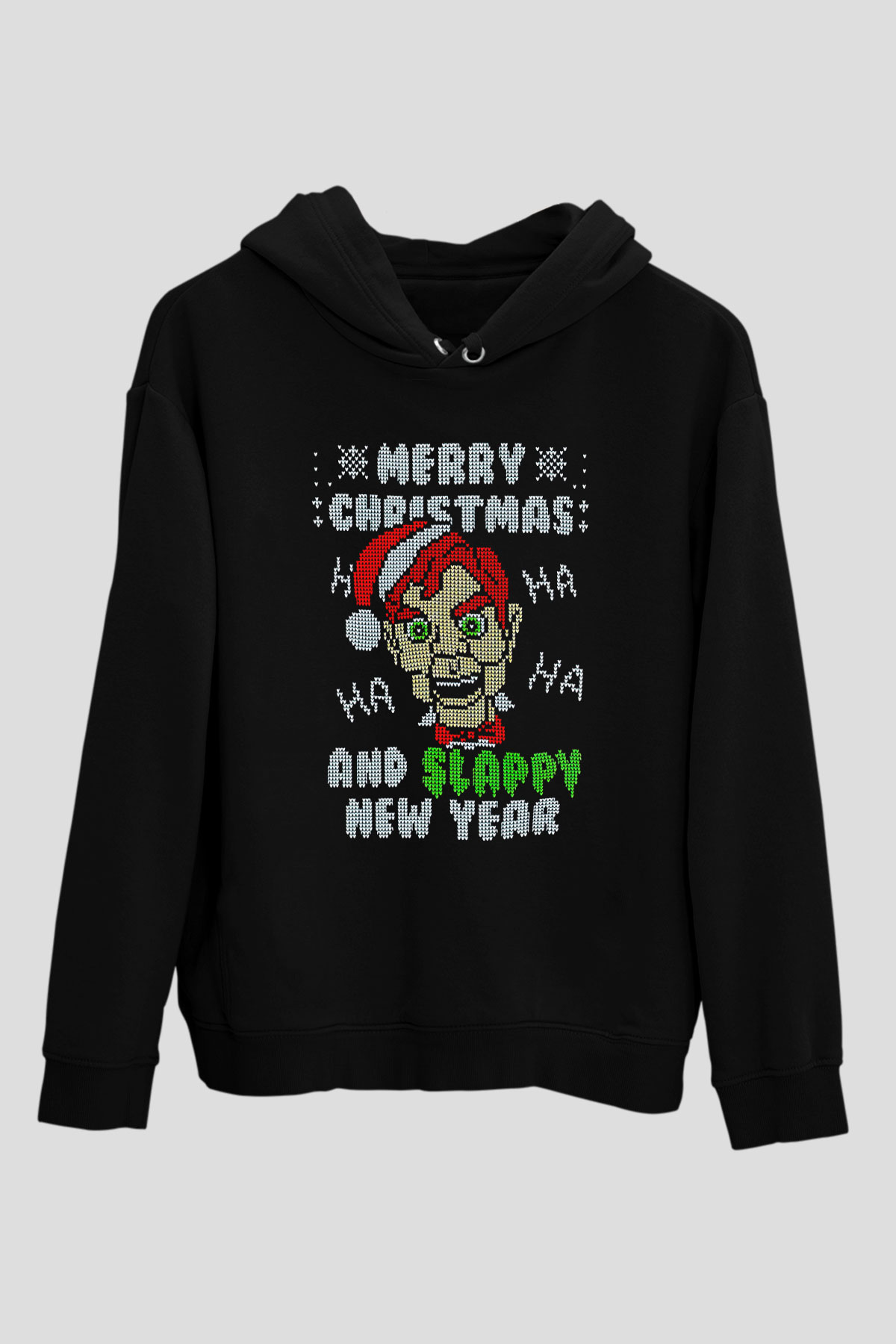Yılbaşı Siyah Unisex Kapüşonlu Sweatshirt