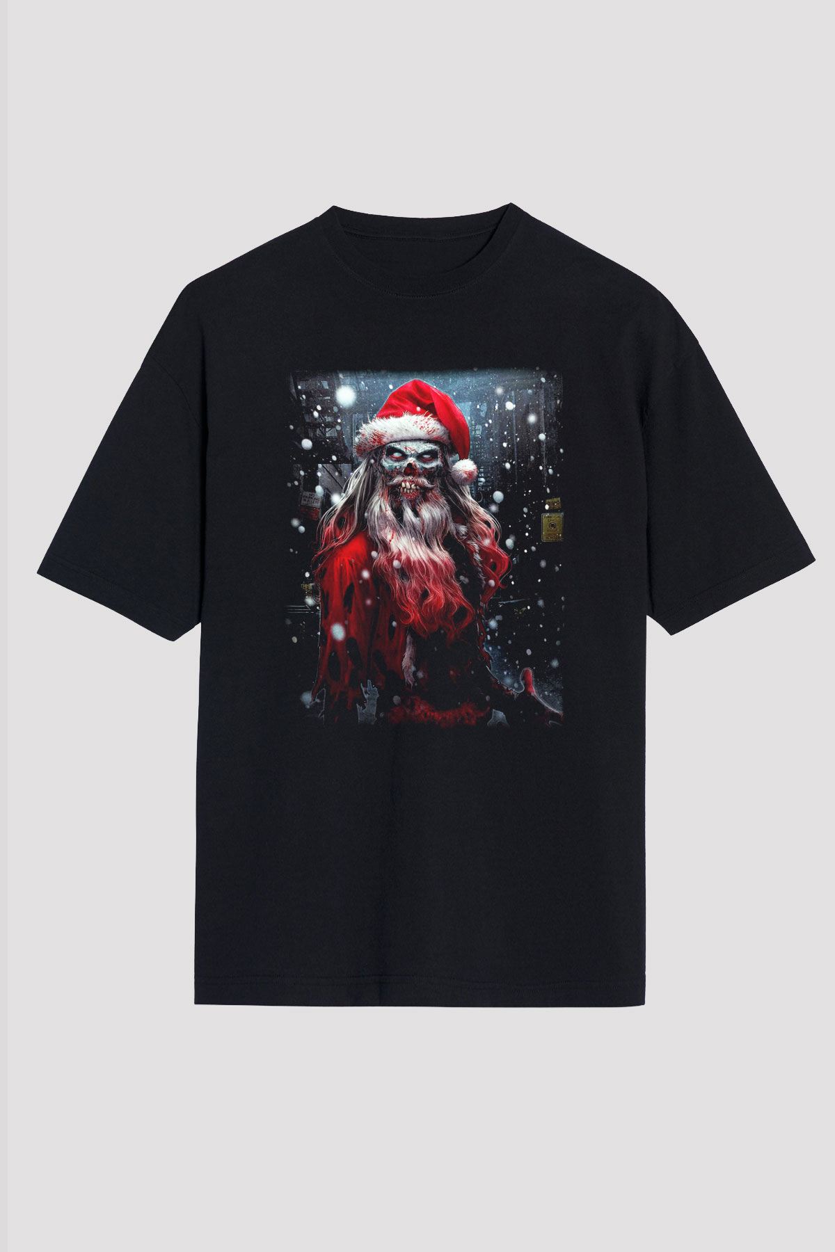 Yılbaşı Siyah Unisex Oversize Tişört T-Shirt