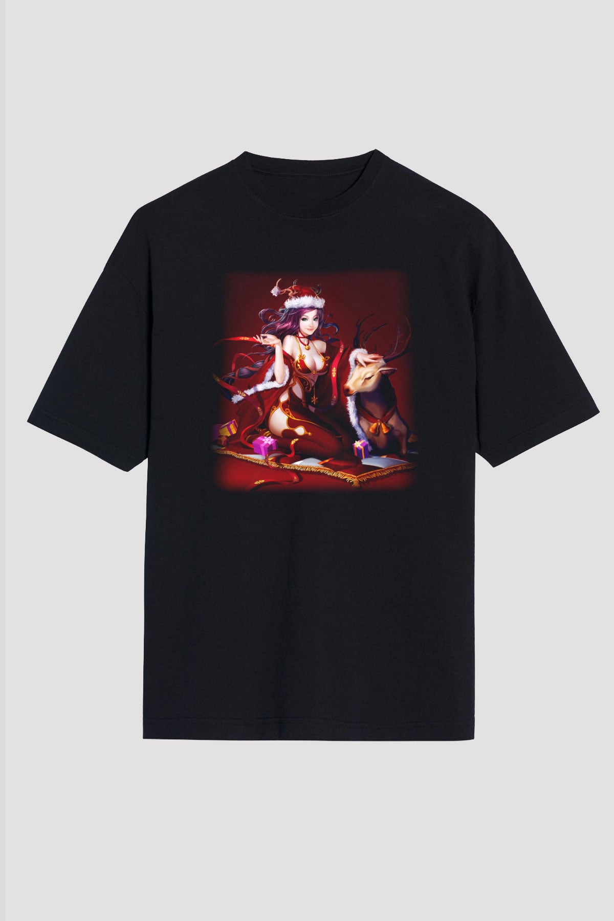 Yılbaşı Siyah Unisex Oversize Tişört T-Shirt