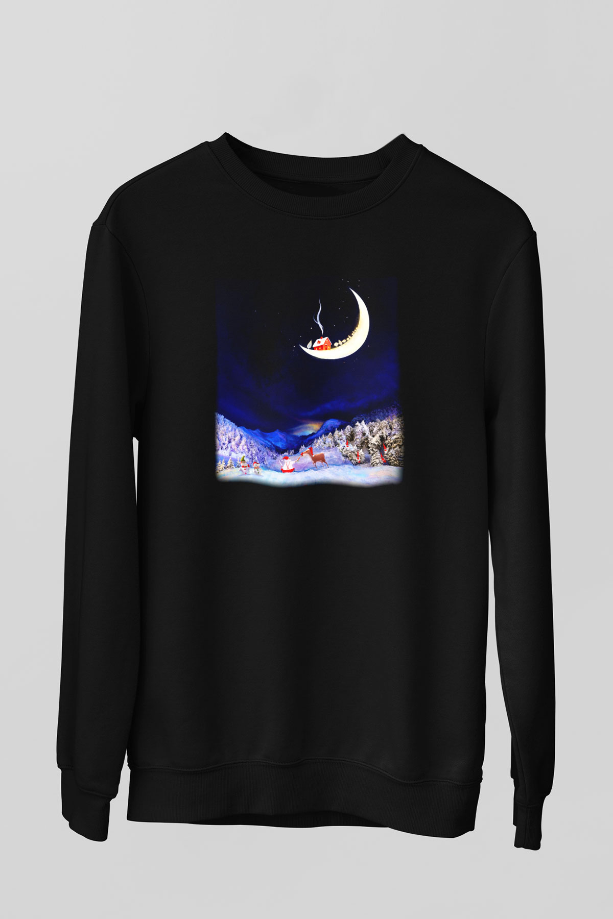 Yılbaşı Siyah Unisex Sweatshirt