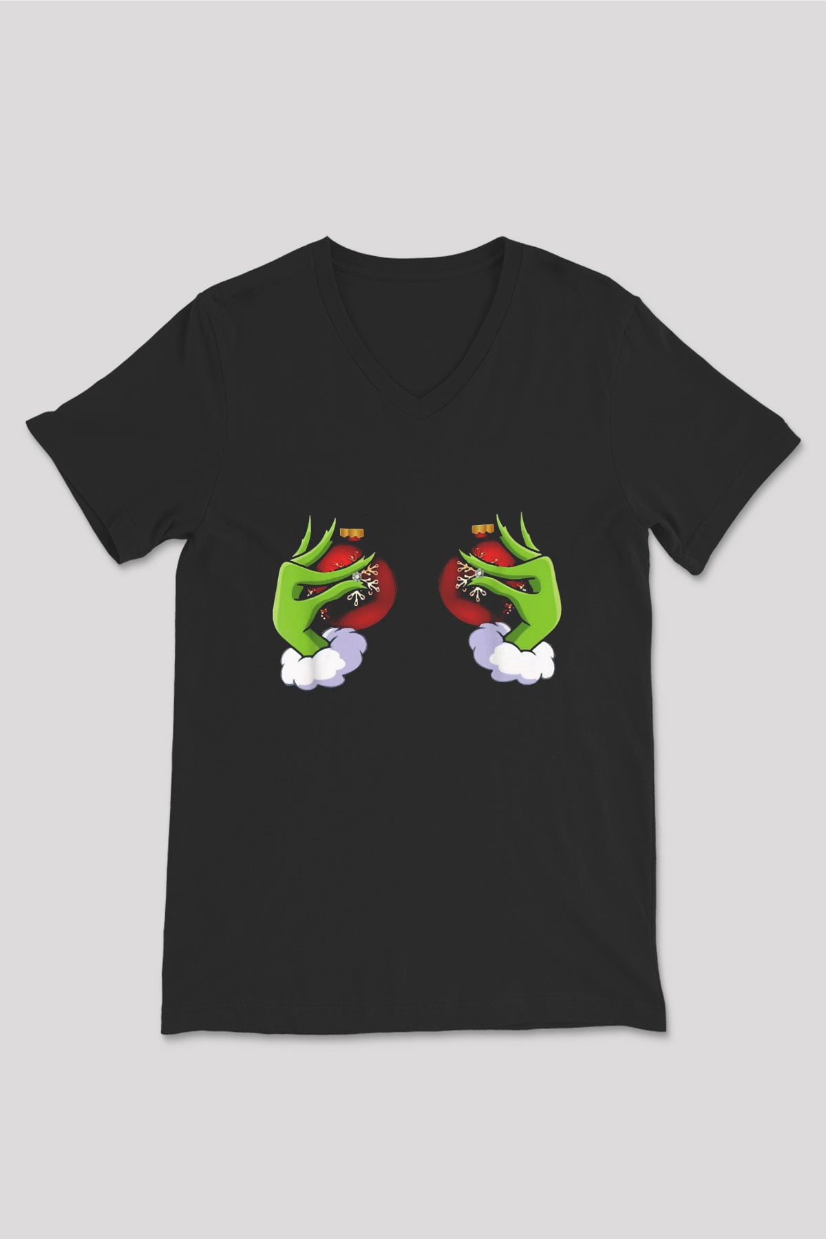 Yılbaşı Siyah Unisex V Yaka Tişört