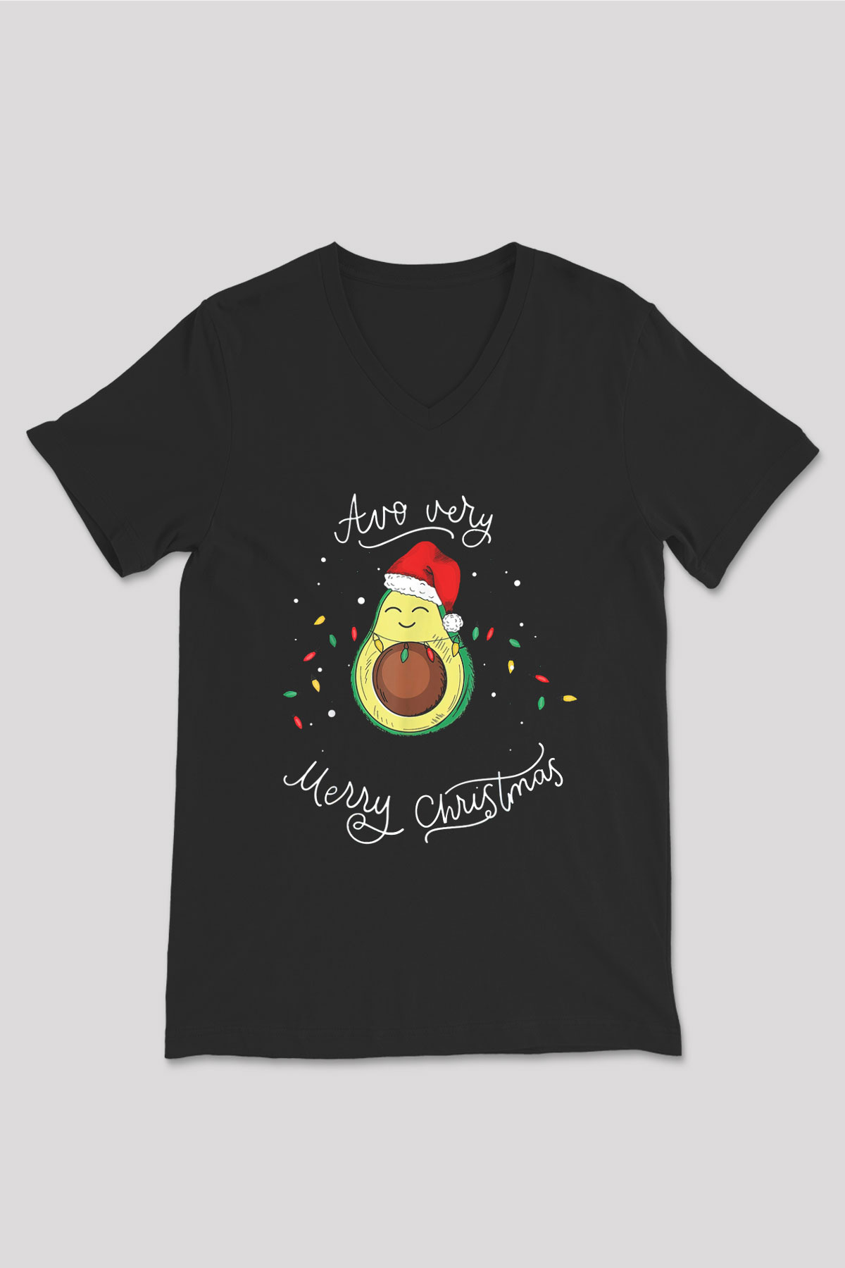 Yılbaşı Siyah Unisex V Yaka Tişört
