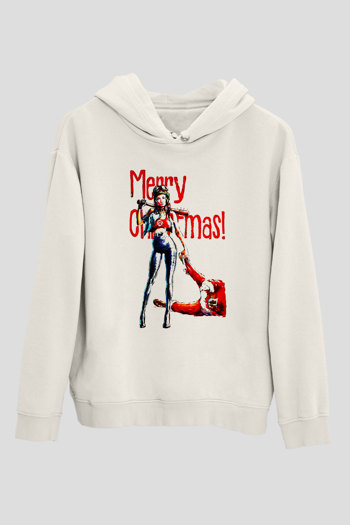 Yılbaşı Yeni Yıl Christmas Beyaz Unisex Kapşonlu Sweatshirt