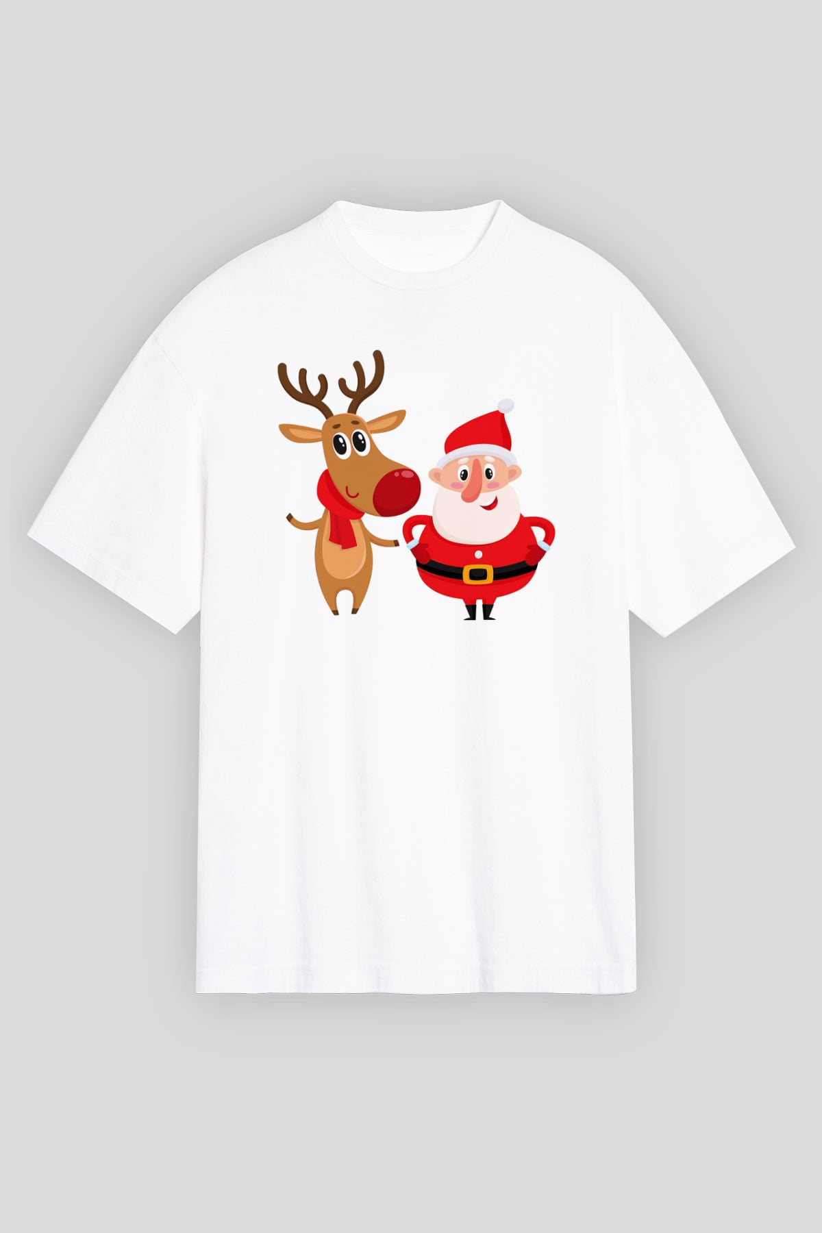 Yılbaşı Yeni Yıl Christmas Beyaz Unisex Oversize Tişört T-Shirt