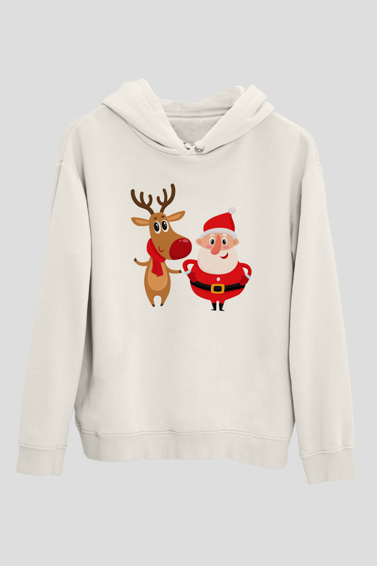 Yılbaşı Yeni Yıl Christmas Beyaz Unisex Kapşonlu Sweatshirt