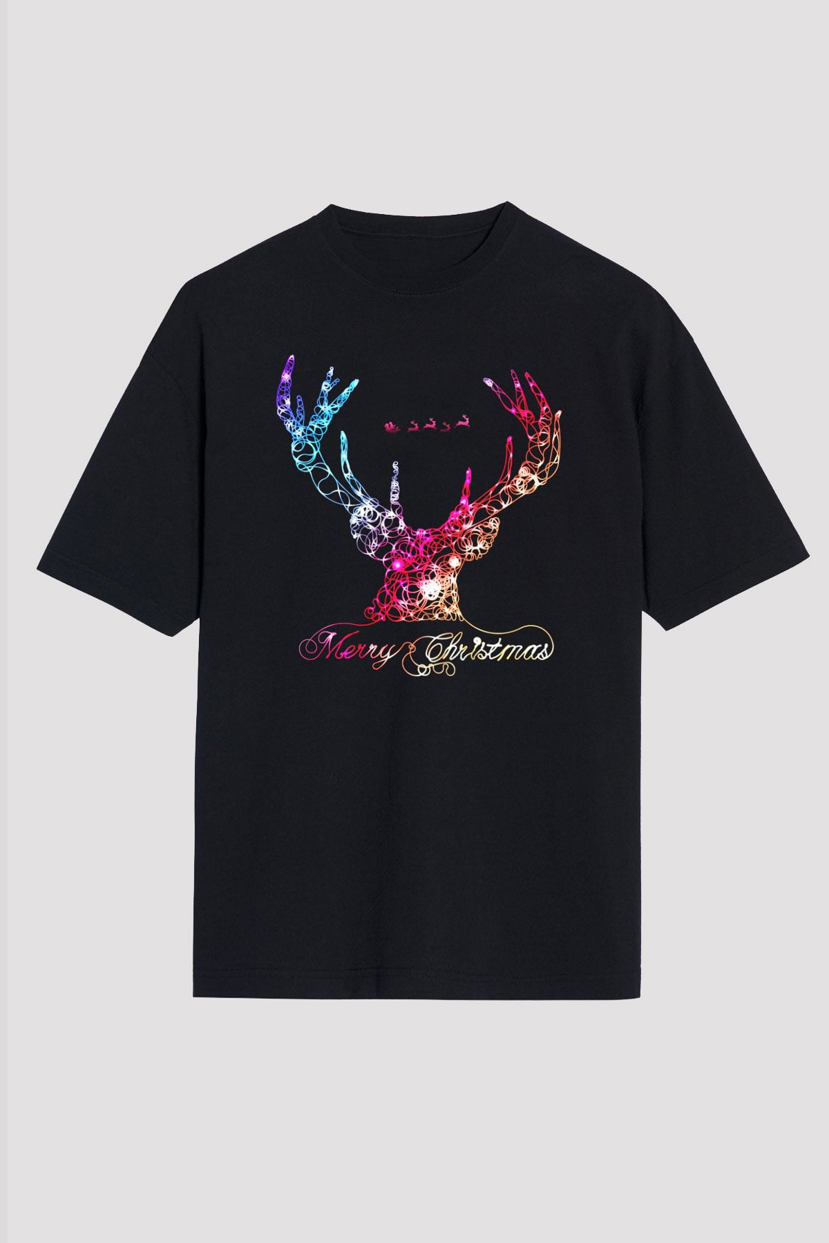 Yılbaşı Yeni Yıl Christmas Siyah Unisex Oversize Tişört T-Shirt