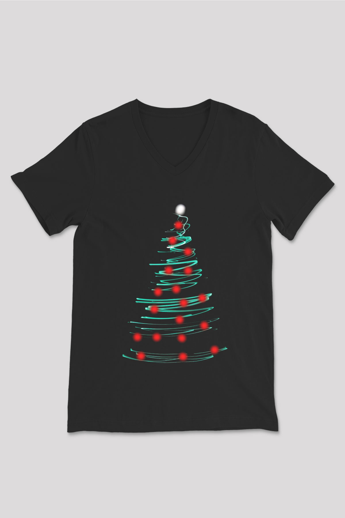 Yılbaşı Yeni Yıl Christmas Siyah Unisex V Yaka Tişört T-Shirt