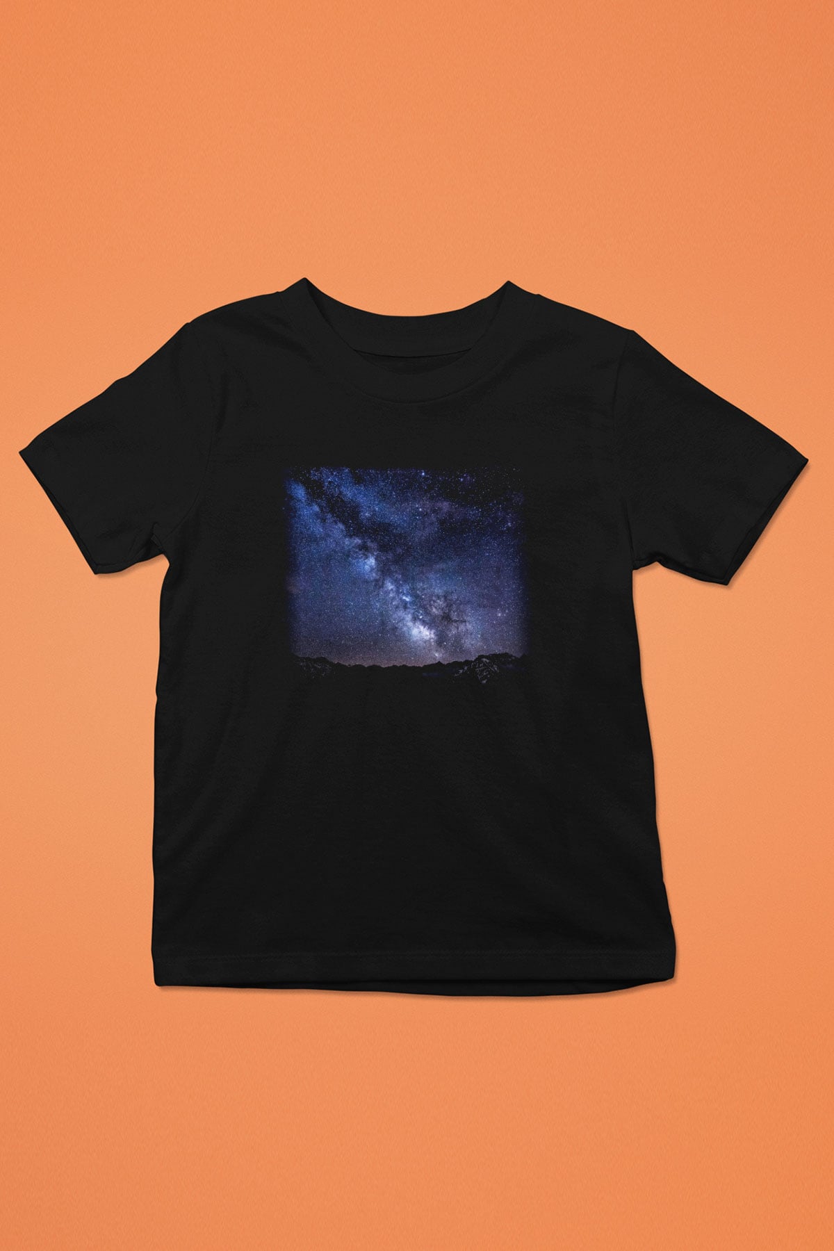 Yıldız Baskılı Siyah Unisex Çocuk Tişört