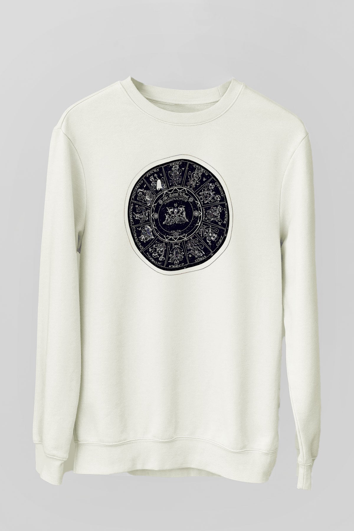 Yıldız Haritaları Baskılı Beyaz Unisex Sweatshirt