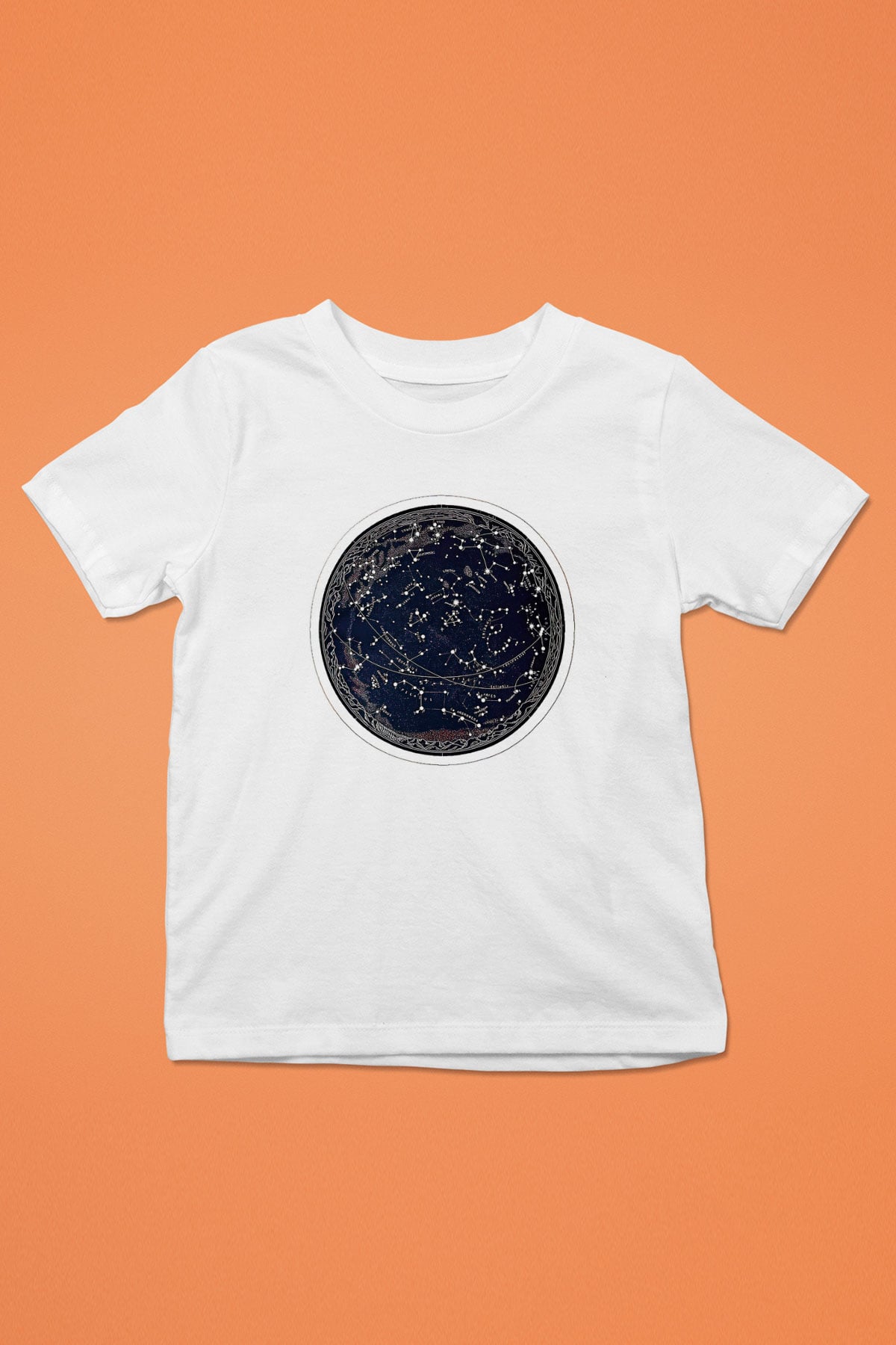 Yıldız Haritaları Baskılı Beyaz Unisex Beyaz Çocuk Tişört - Tshirt