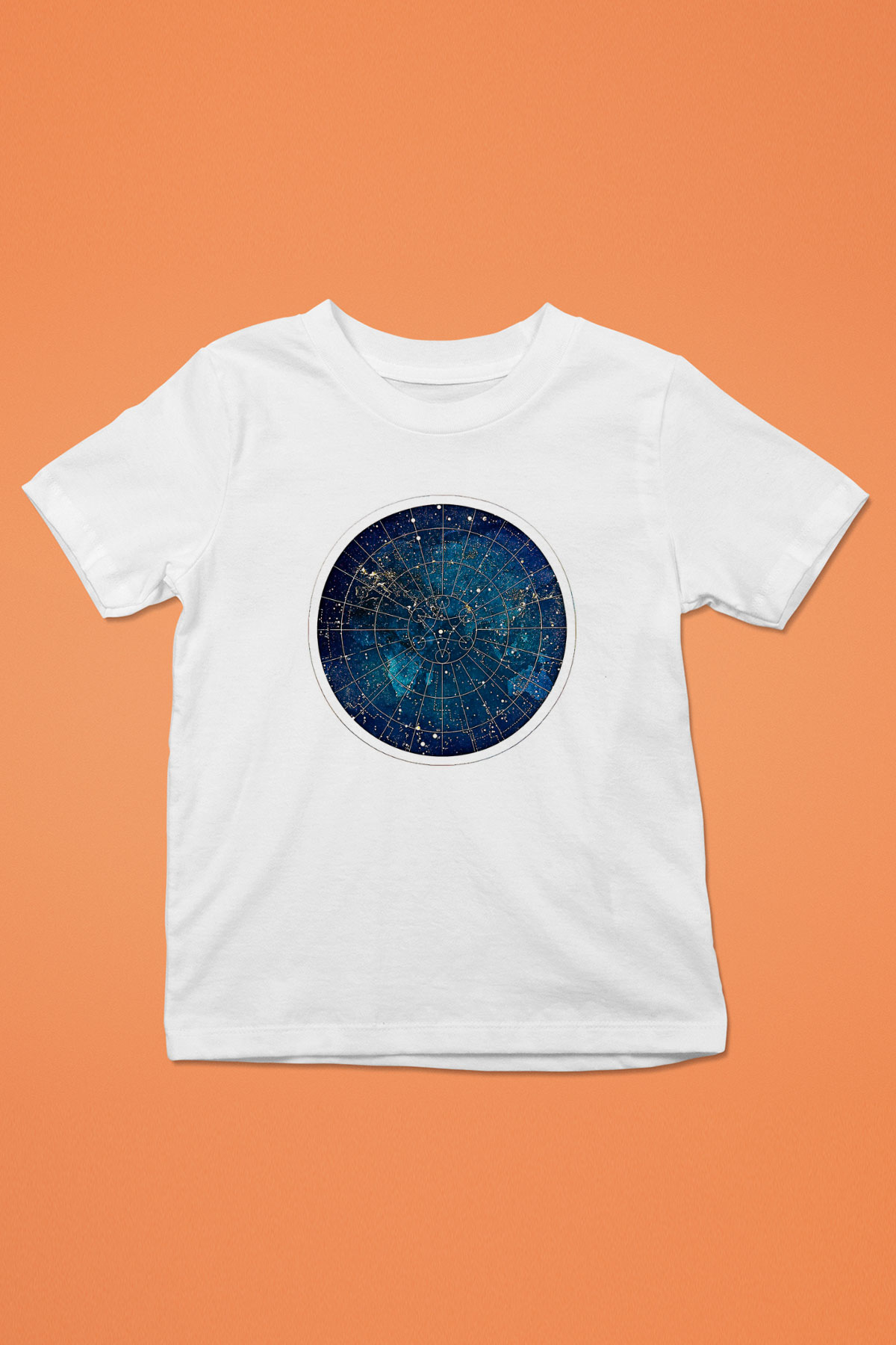 Yıldız Haritaları Baskılı Beyaz Unisex Beyaz Çocuk Tişört - Tshirt