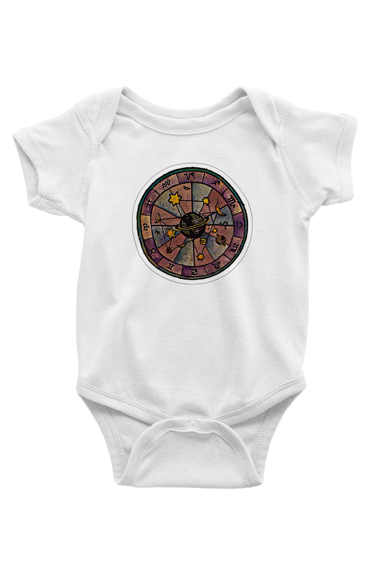 Yıldız Haritaları Baskılı Beyaz Unisex Bebek Body - Zıbın
