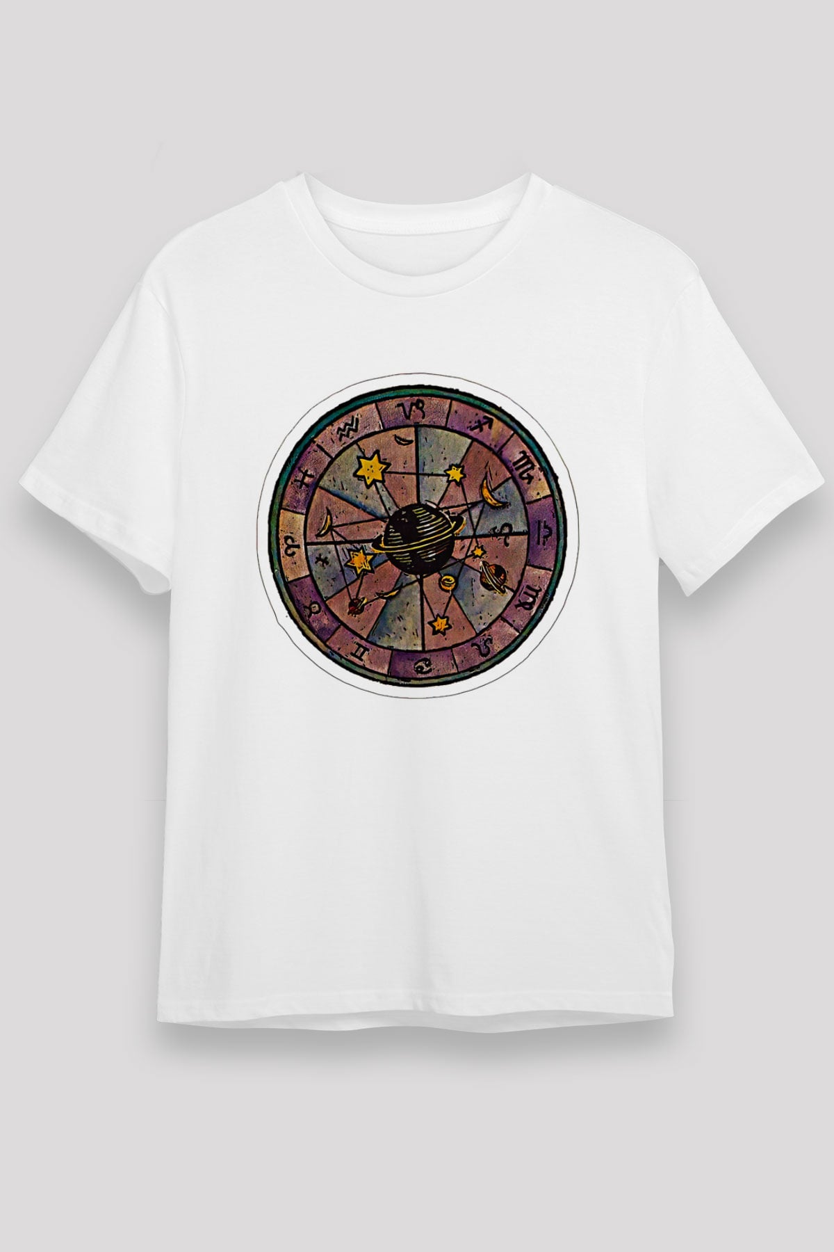 Yıldız Haritaları Unisex Baskılı Beyaz Tişört - Tshirt