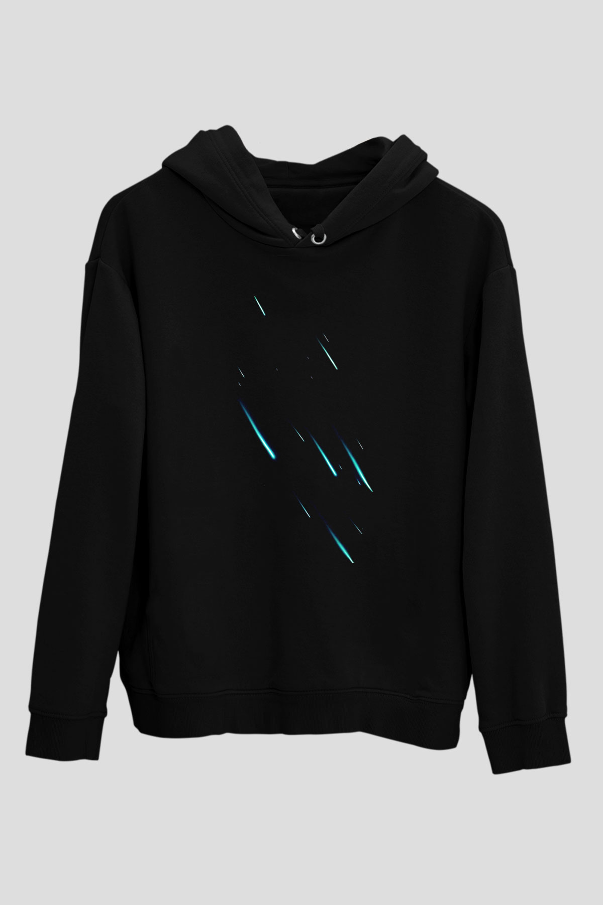 Yıldız Siyah Unisex Kapüşonlu Sweatshirt