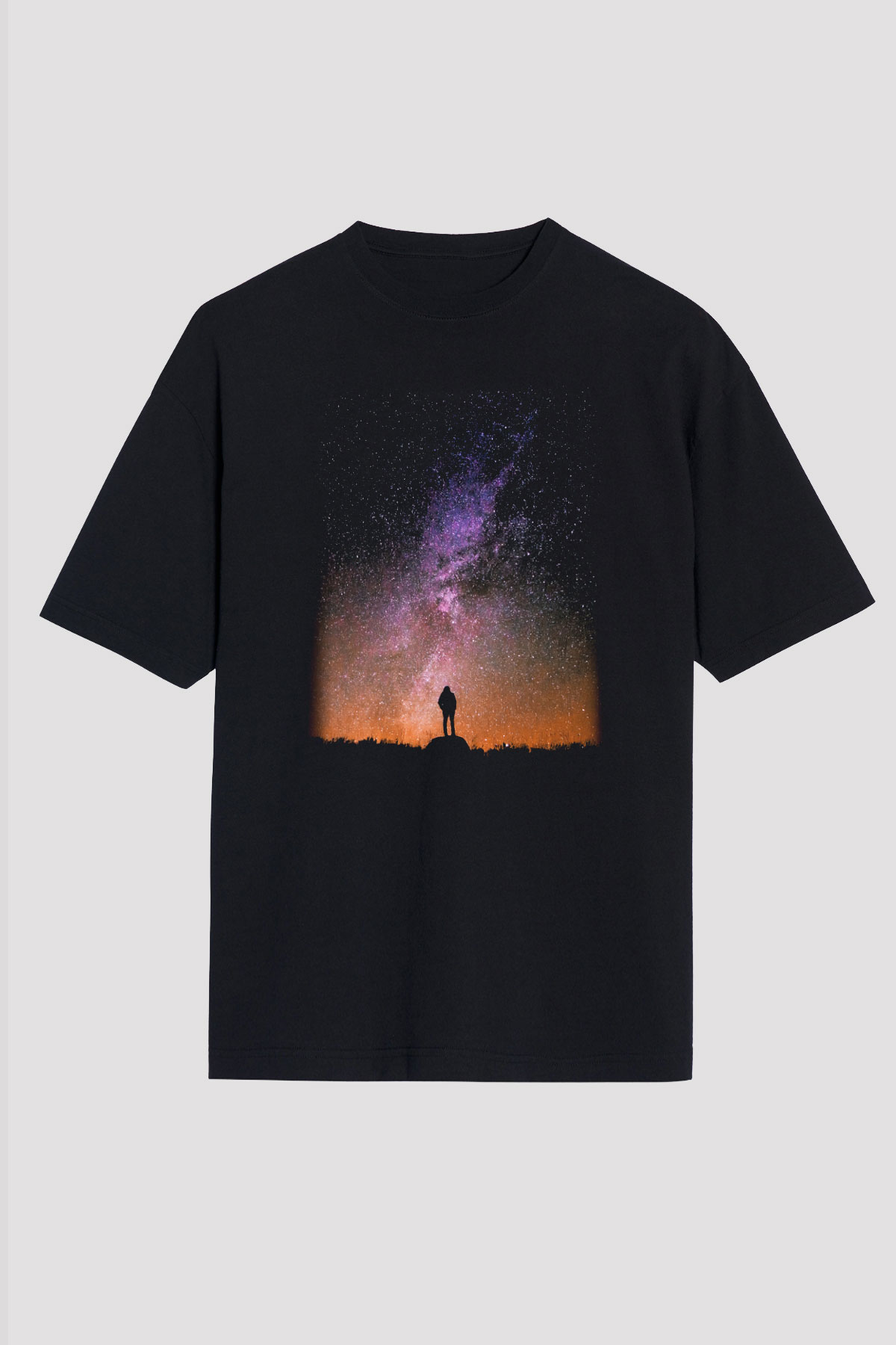 Yıldız Siyah Unisex Oversize Tişört T-Shirt