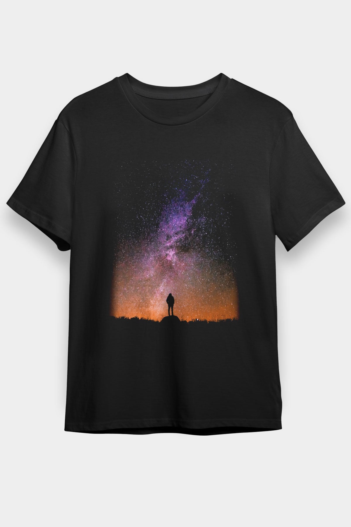 Yıldız Siyah Unisex Tişört T-Shirt - TişörtFabrikası