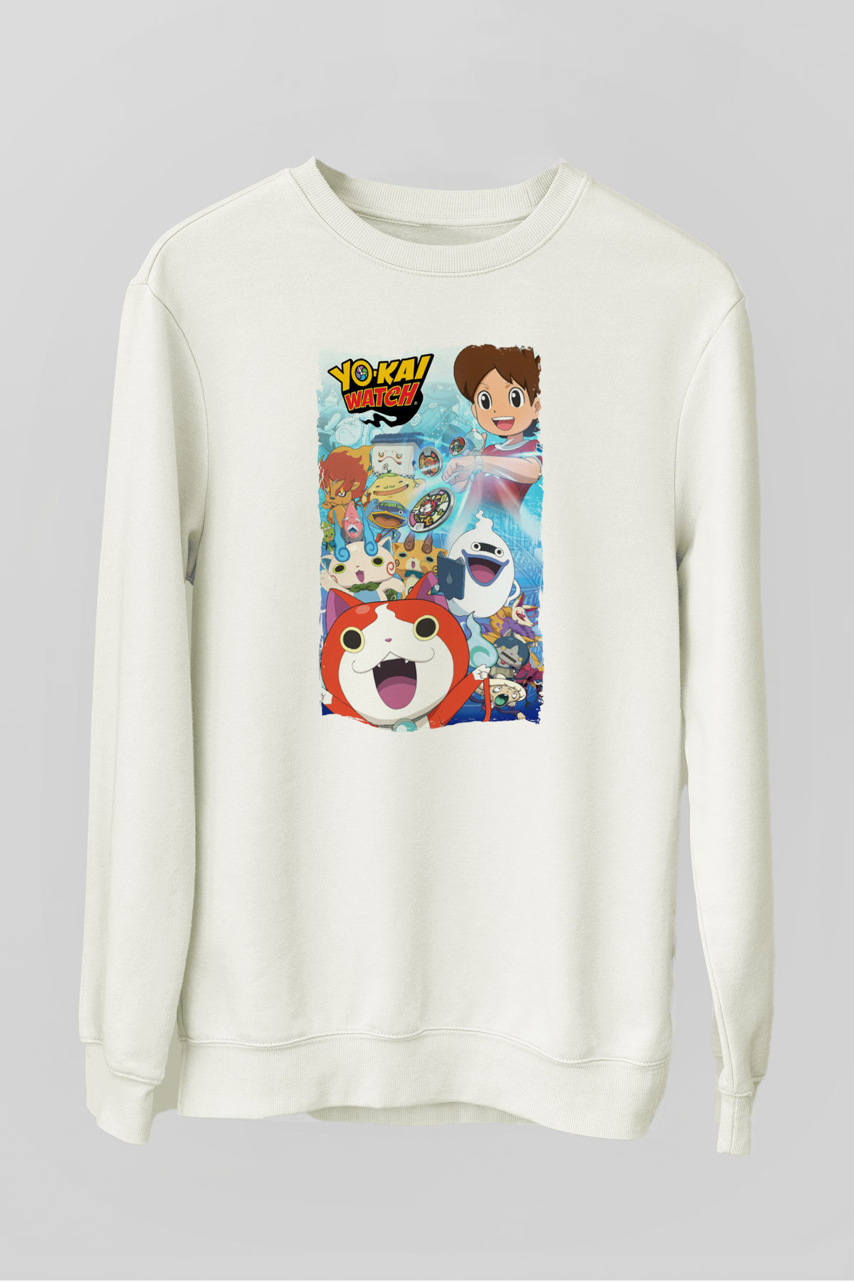 Yo-kai Watch Beyaz Unisex Sweatshirt