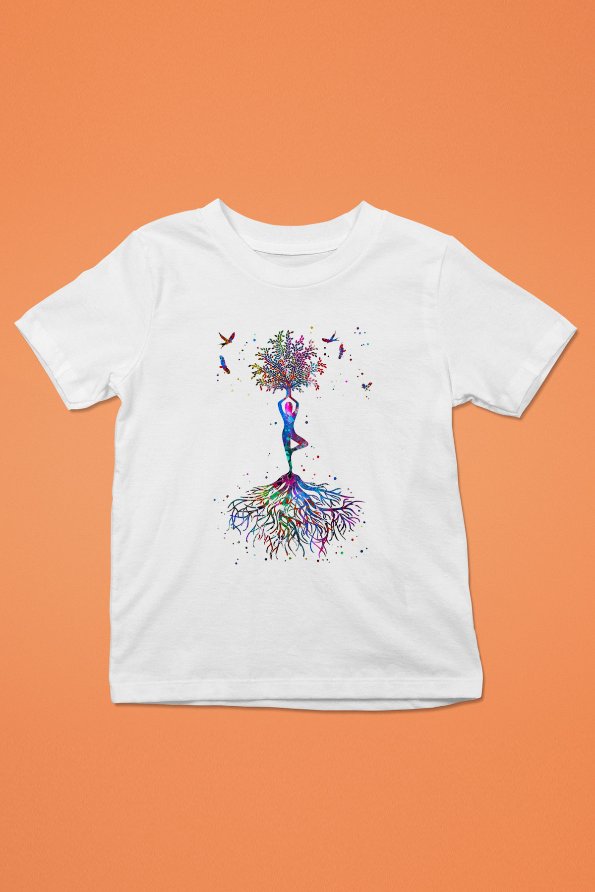 Yoga Baskılı Unisex Beyaz Çocuk Tişört - Tshirt