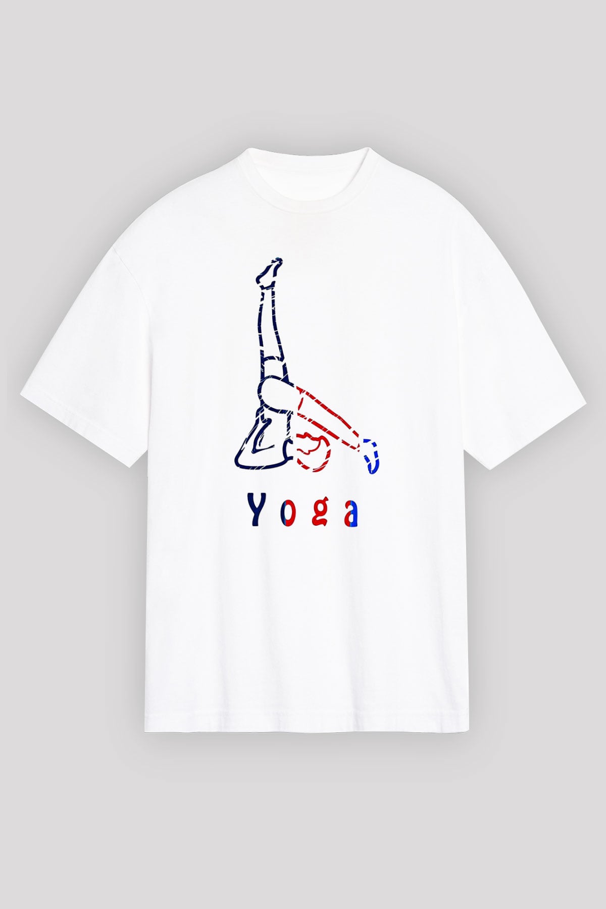 Yoga Baskılı Unisex Beyaz Oversize Tişört - Tshirt