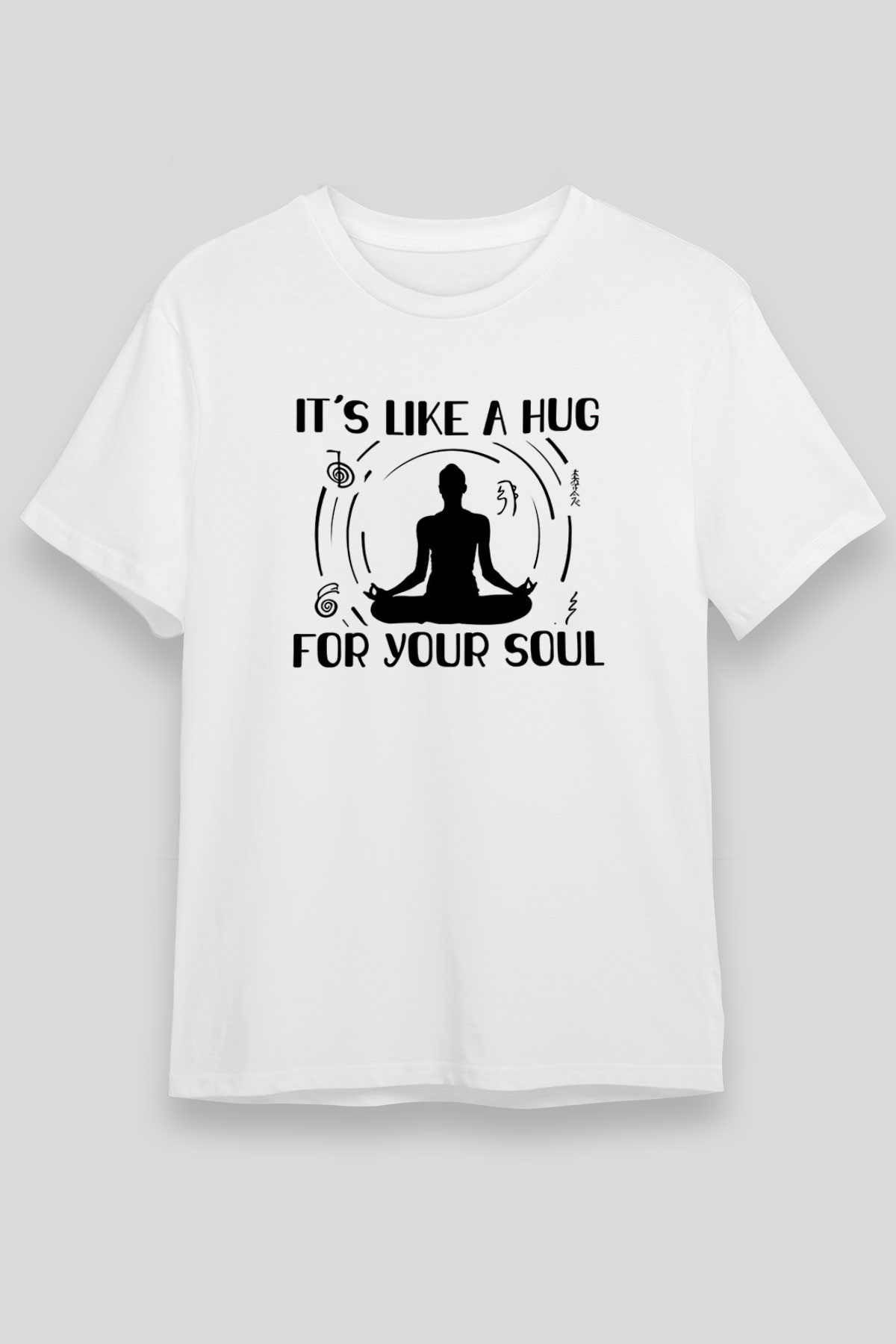 Yoga Baskılı Unisex Beyaz Tişört - Tshirt
