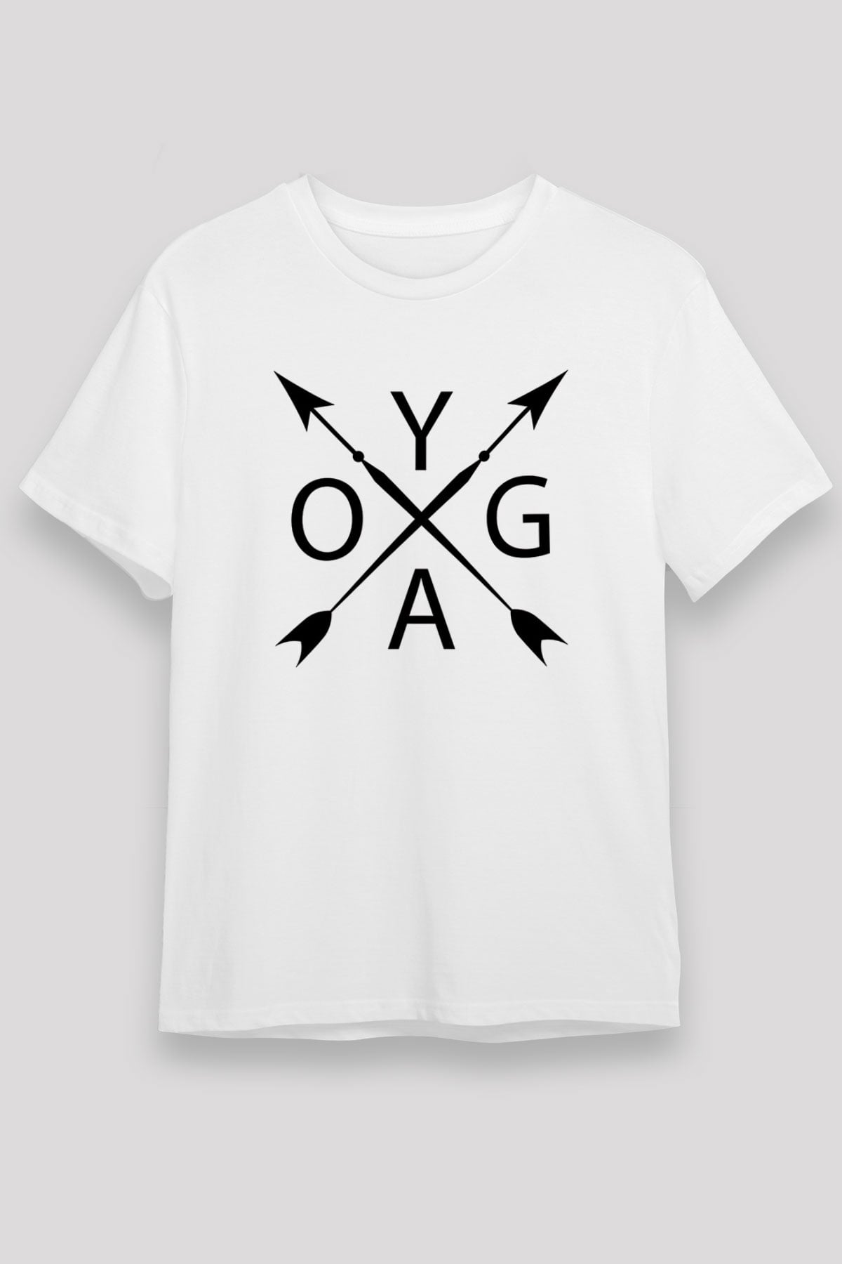 Yoga Baskılı Unisex Beyaz Tişört - Tshirt