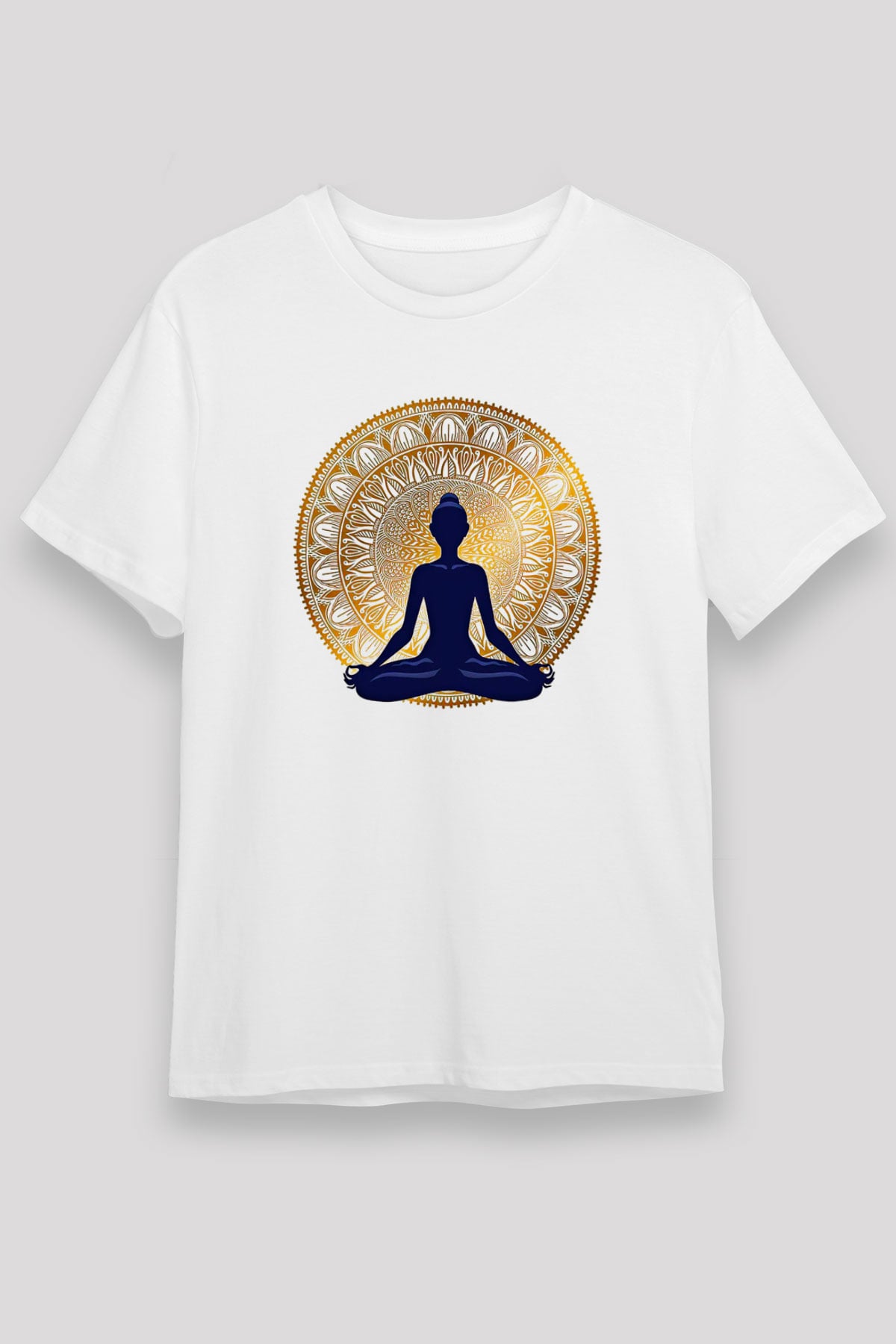 Yoga Baskılı Unisex Beyaz Tişört - Tshirt