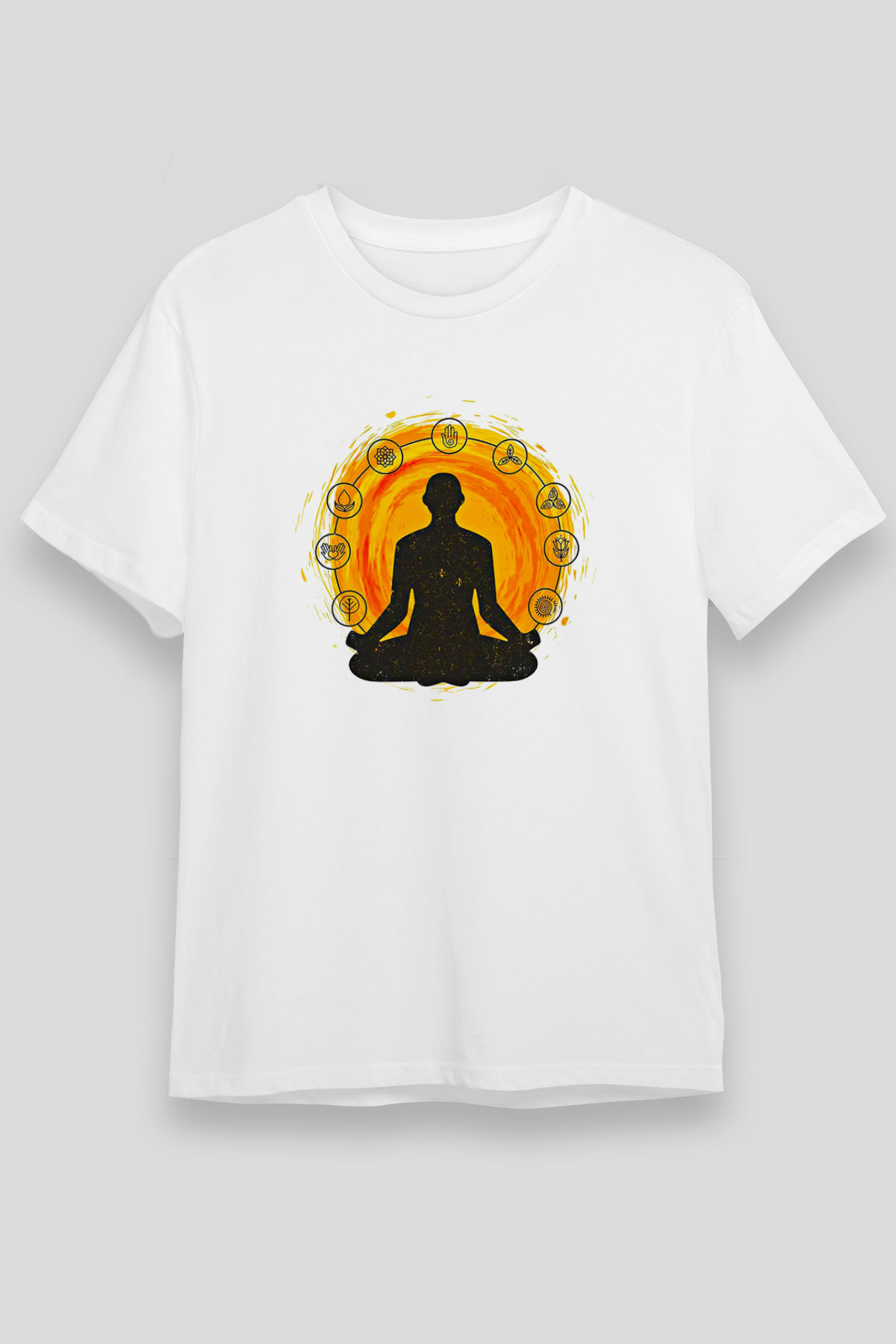 Yoga Baskılı Unisex Beyaz Tişört - Tshirt