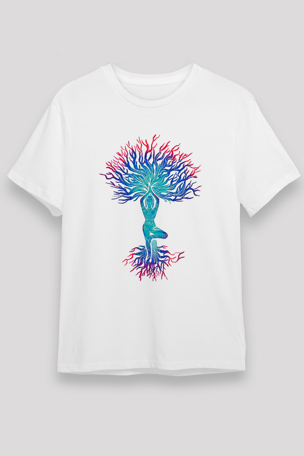 Yoga Baskılı Unisex Beyaz Tişört - Tshirt