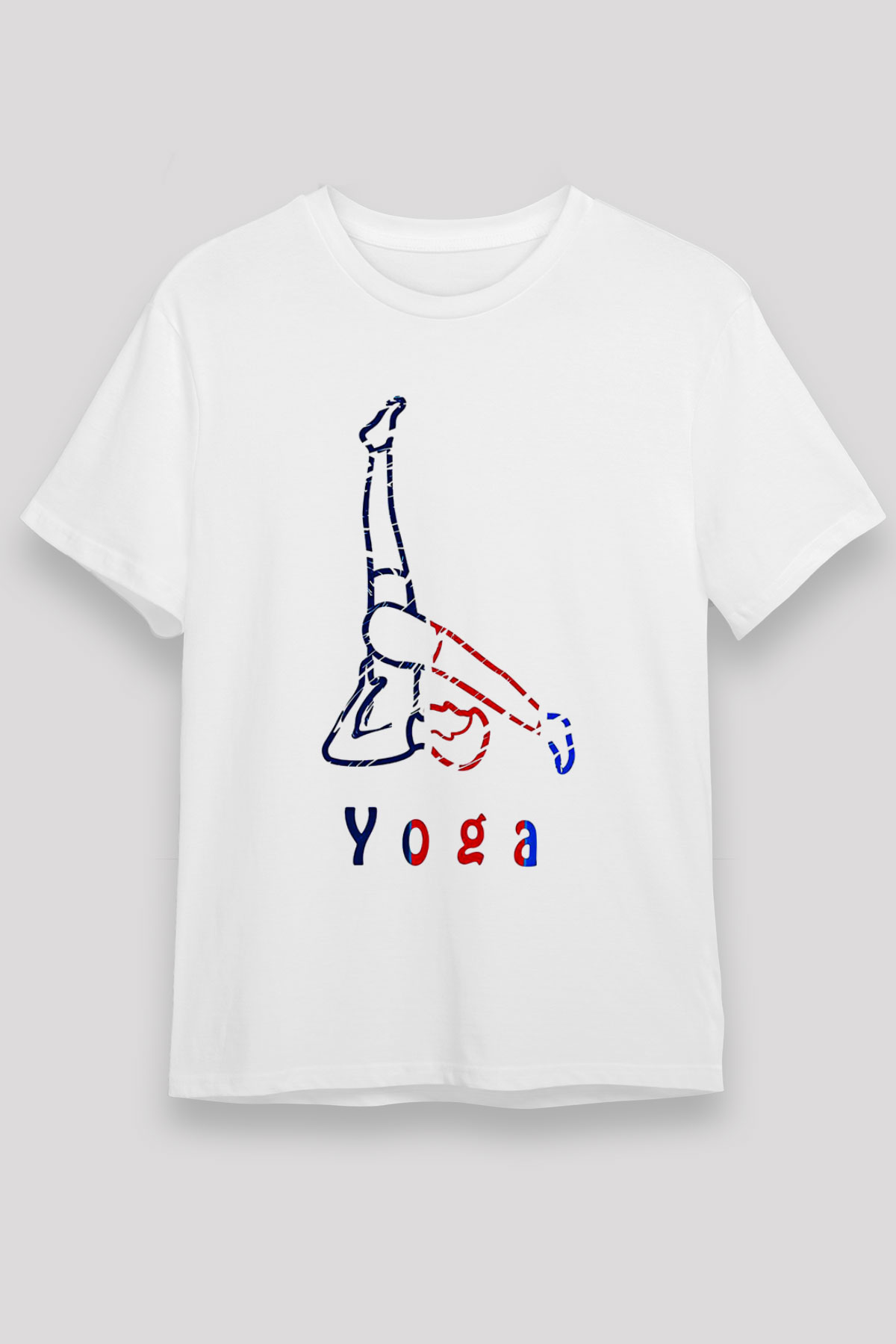 Yoga Baskılı Unisex Beyaz Tişört - Tshirt
