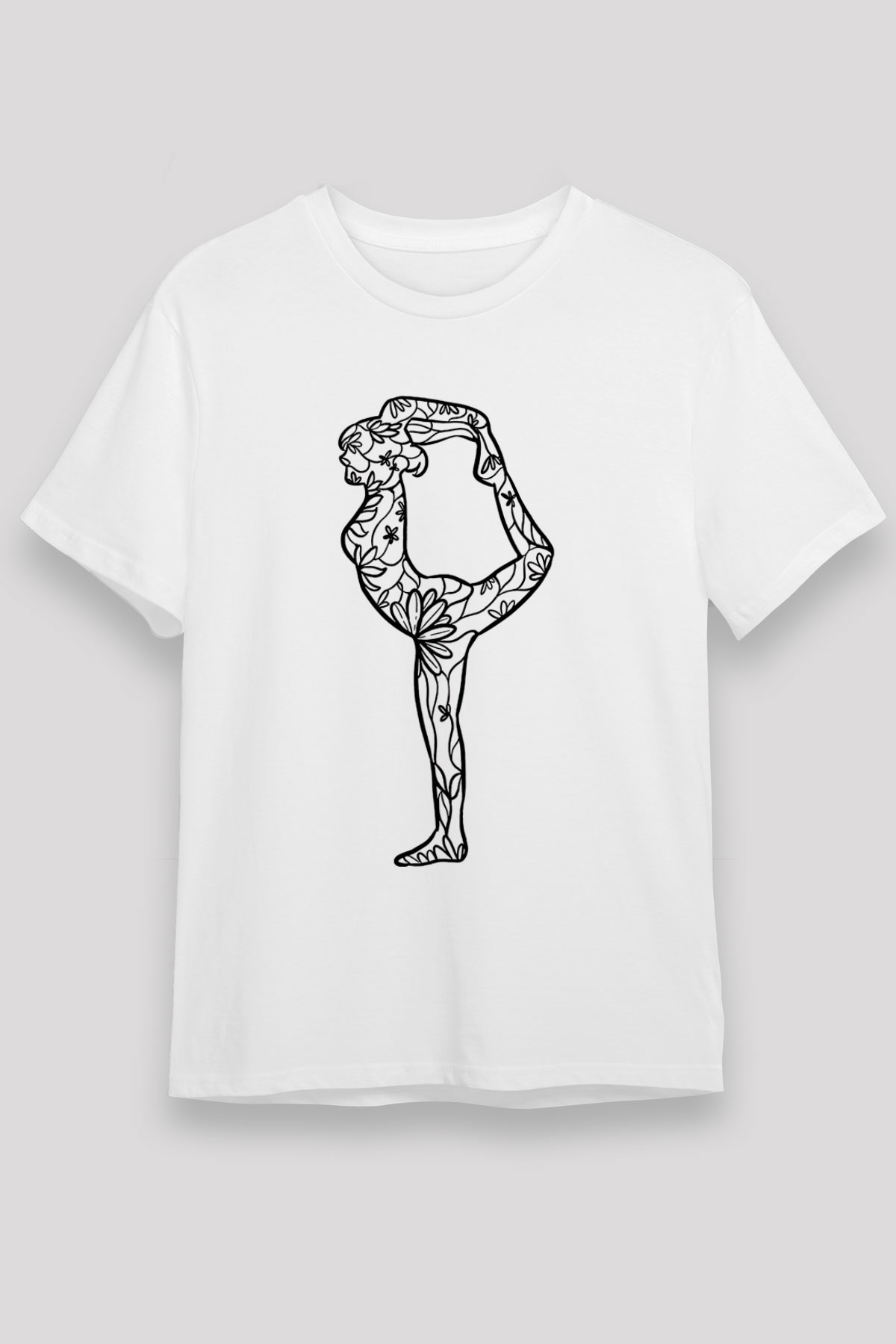 Yoga Baskılı Unisex Beyaz Tişört - Tshirt