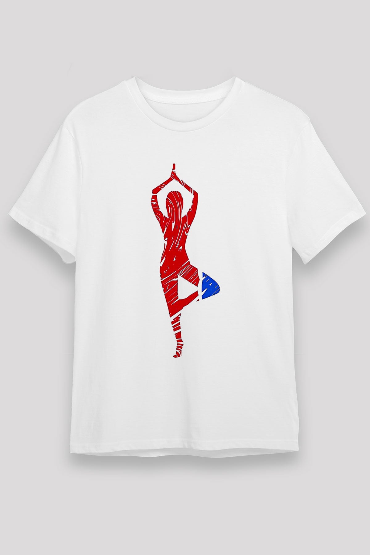 Yoga Baskılı Unisex Beyaz Tişört - Tshirt
