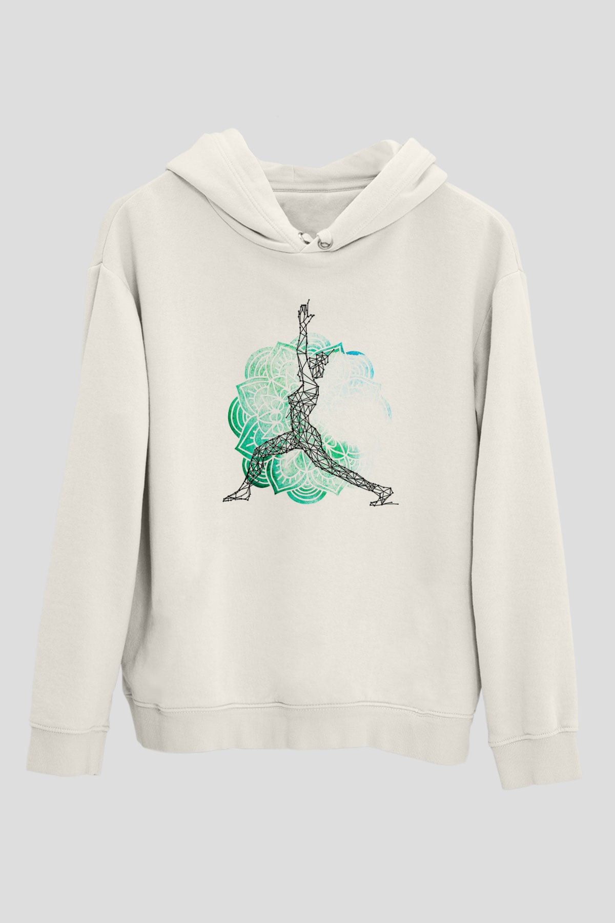 Yoga Baskılı Unisex Ekru Hoodie