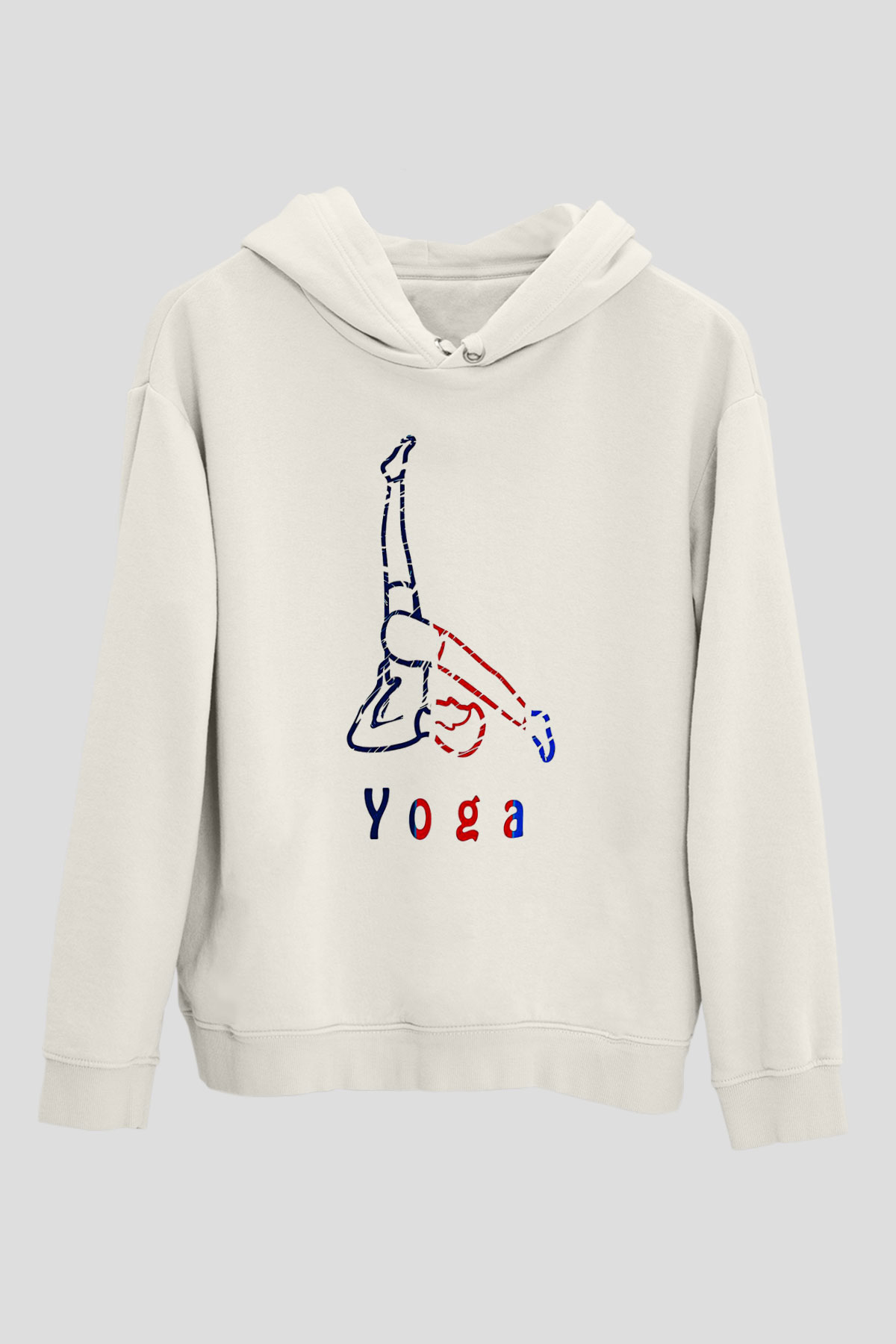 Yoga Baskılı Unisex Ekru Hoodie