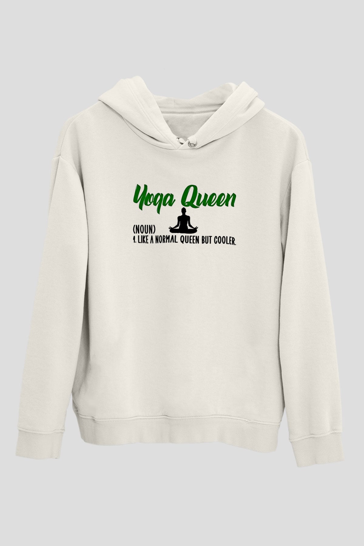Yoga Baskılı Unisex Ekru Hoodie