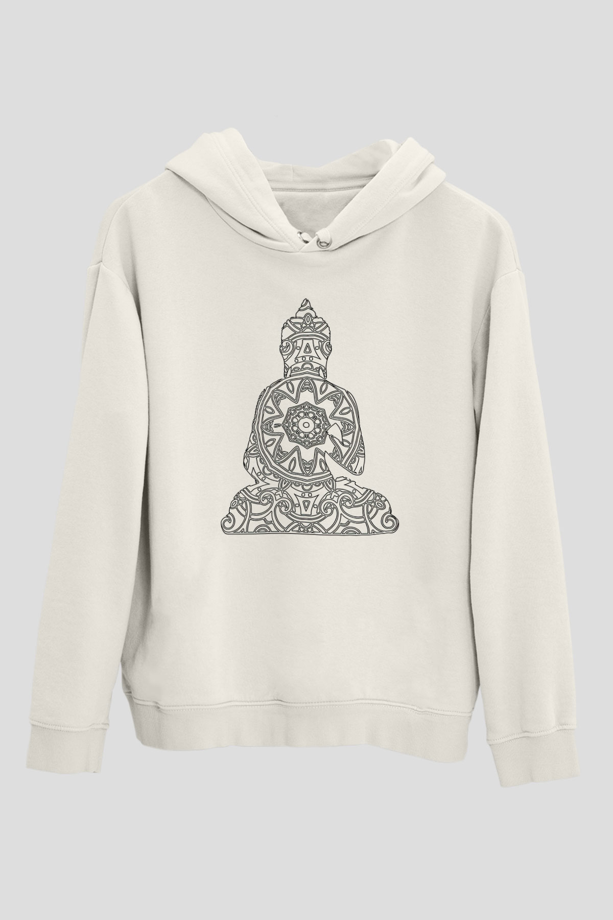 Yoga Baskılı Unisex Ekru Hoodie