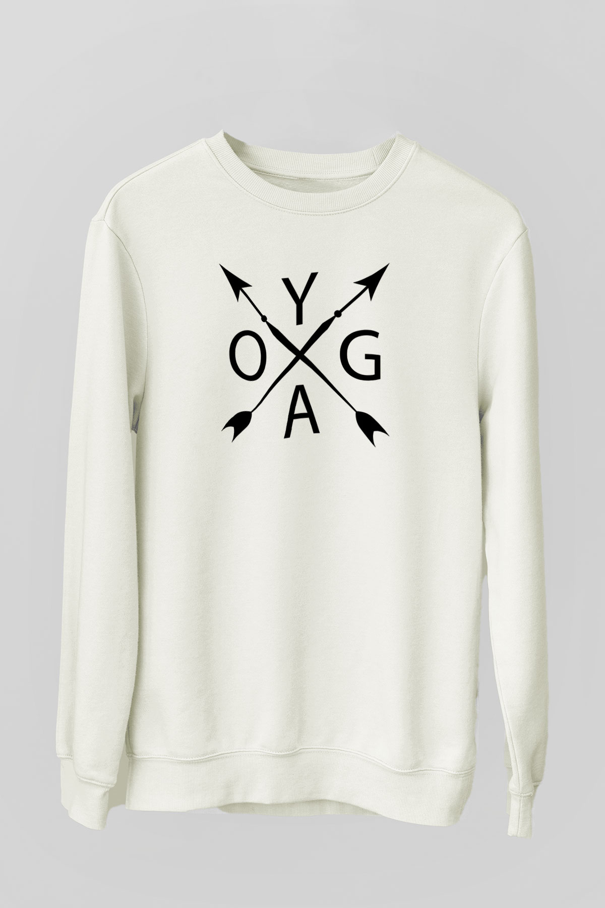 Yoga Baskılı Unisex Ekru Sweatshirt