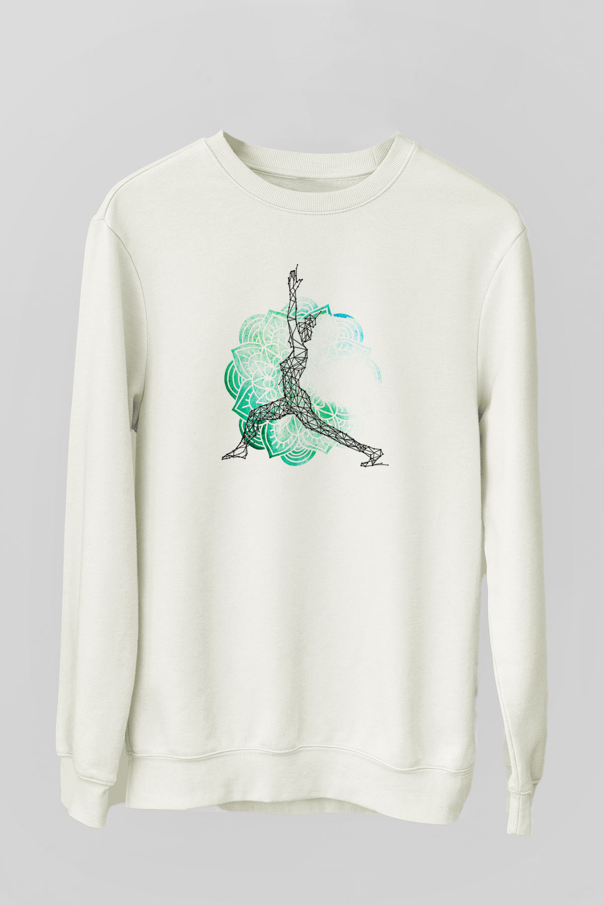 Yoga Baskılı Unisex Ekru Sweatshirt
