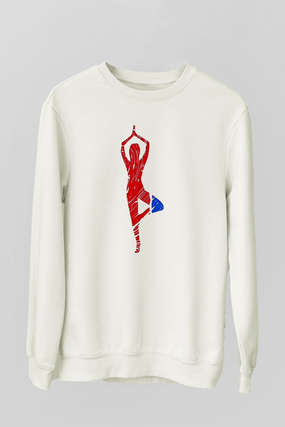 Yoga Baskılı Unisex Ekru Sweatshirt