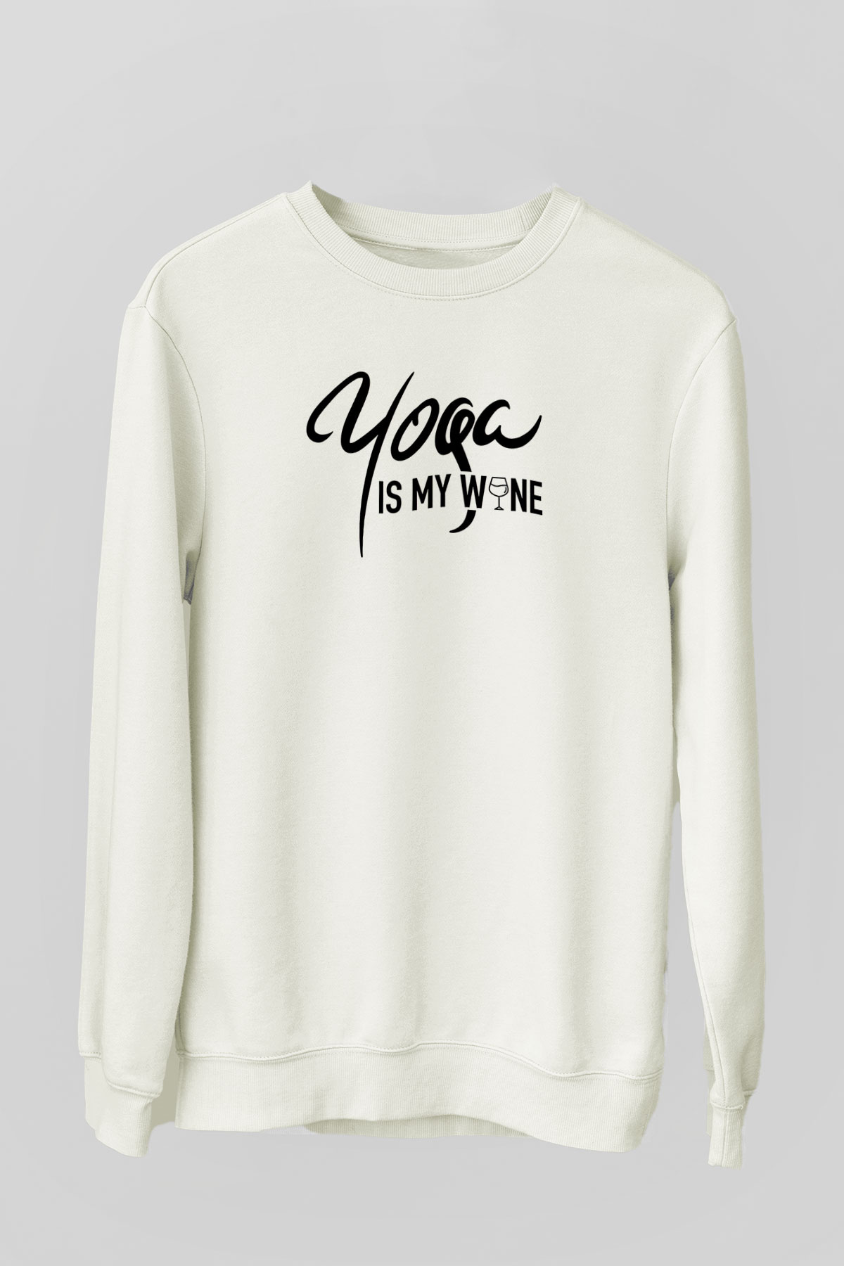 Yoga Baskılı Unisex Ekru Sweatshirt