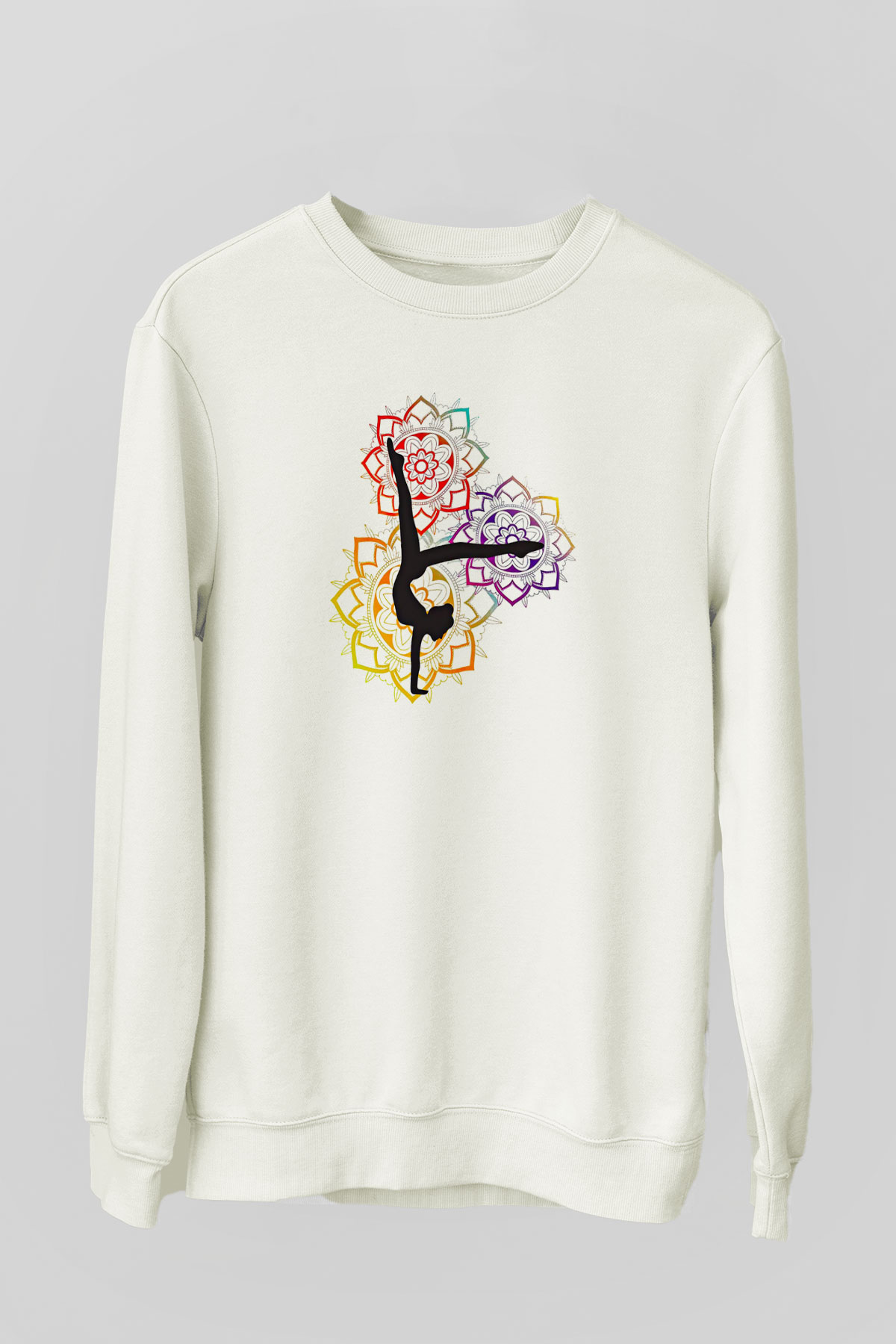 Yoga Baskılı Unisex Ekru Sweatshirt